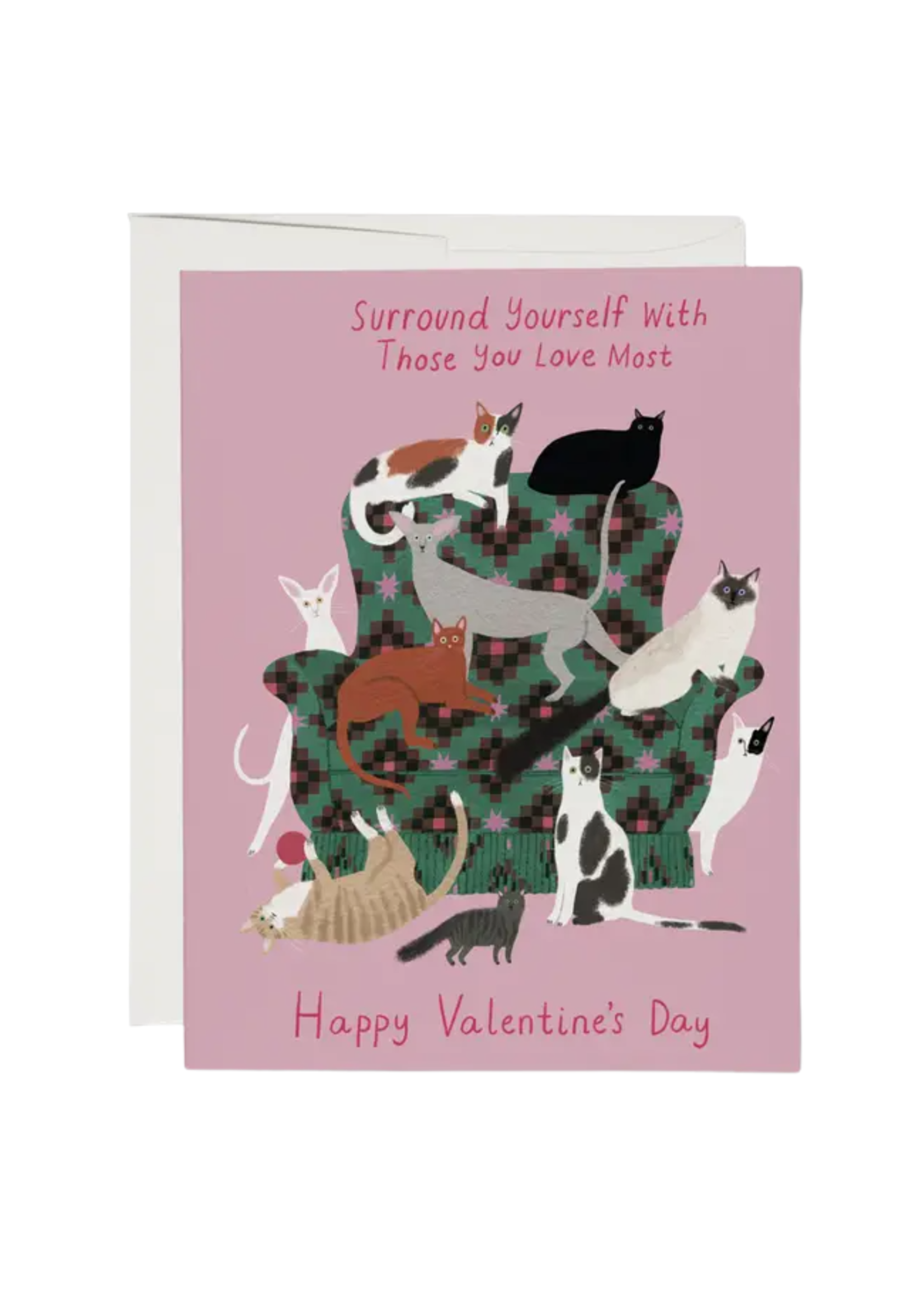Red Cap Cards Valentine's Day Card - Surround Yourself Cats