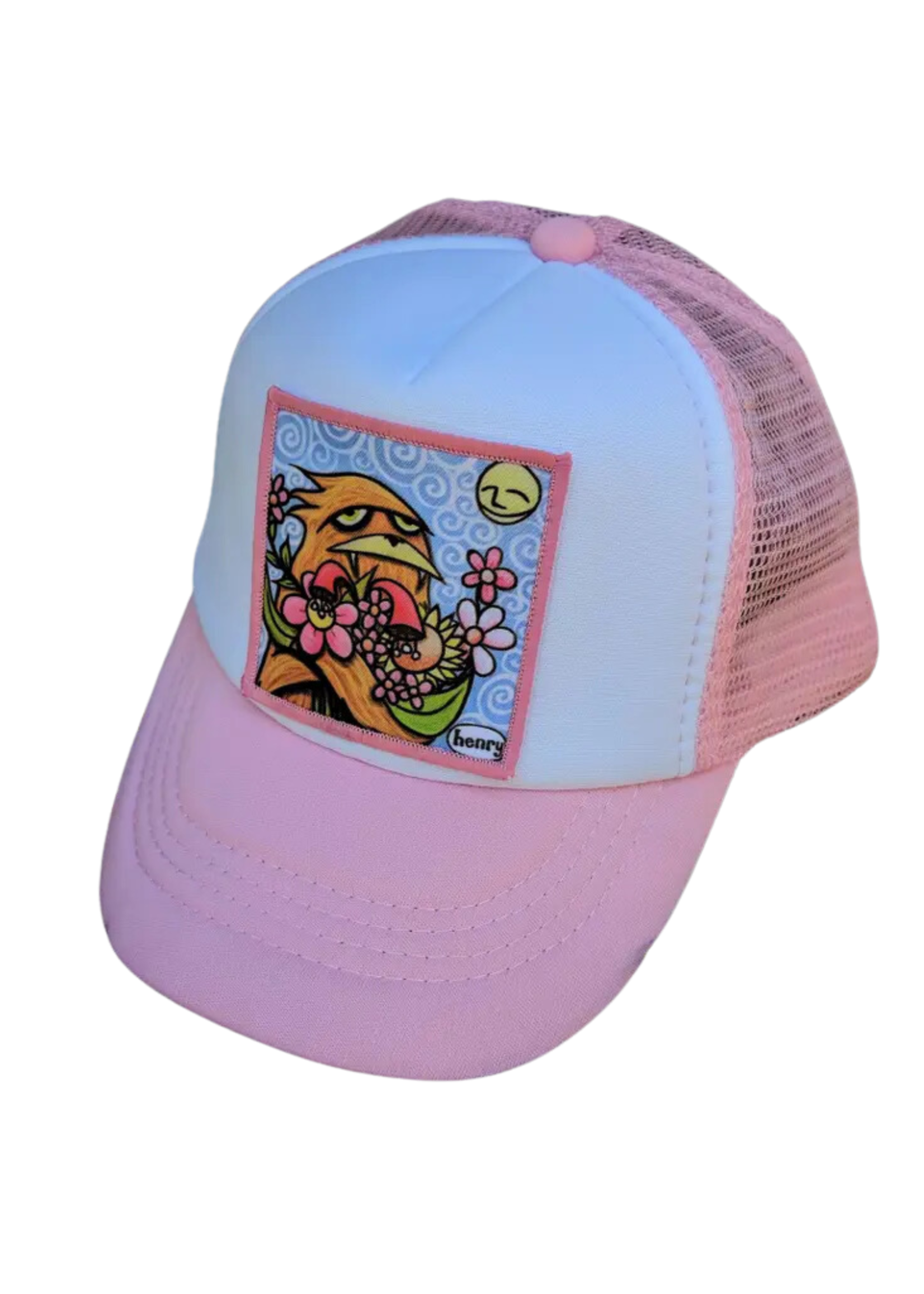 It's A Henry Kids Sasquatch Hugging Flowers Trucker Hat