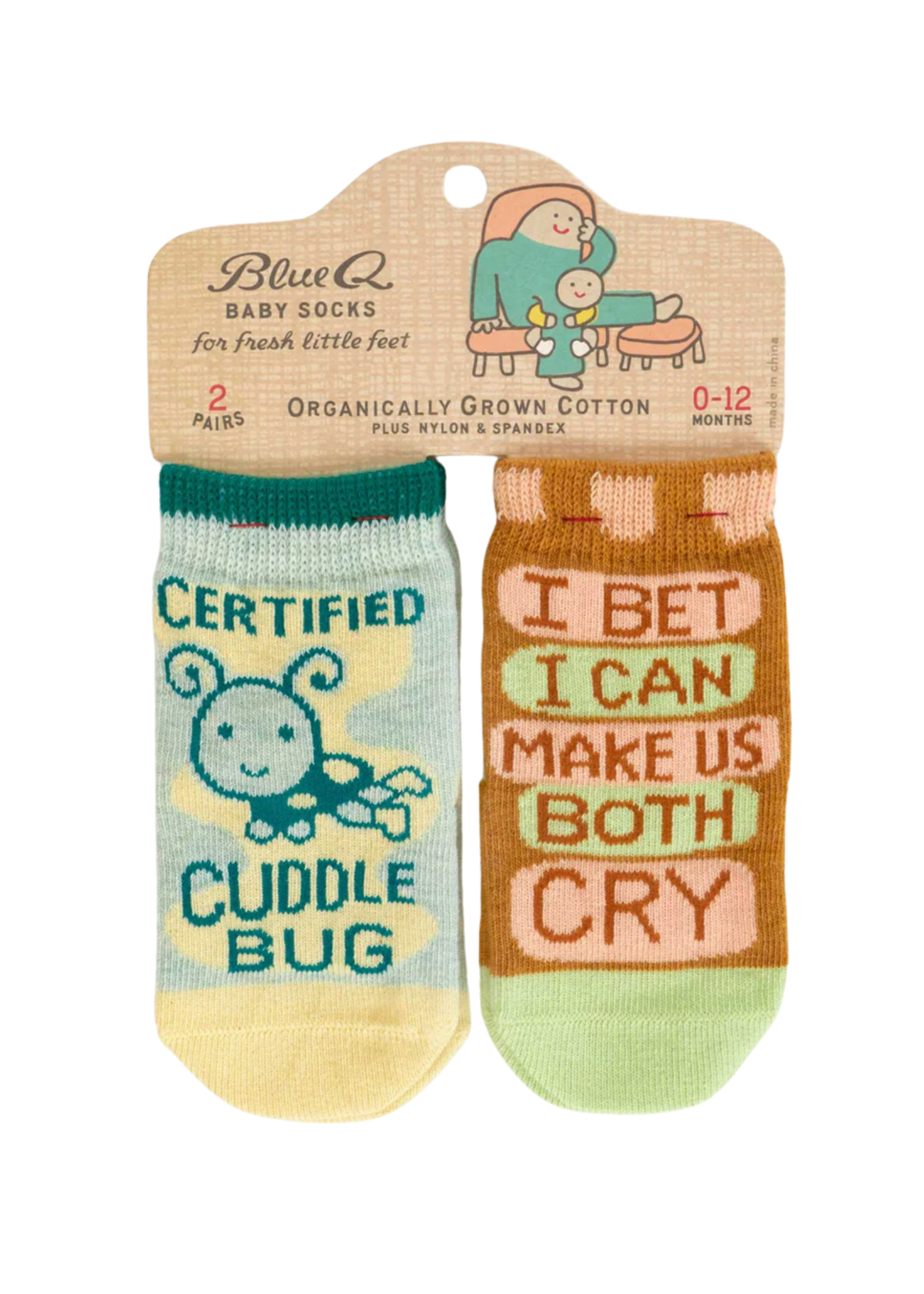 Blue Q Cuddle Bug / Make Us Both Cry Baby Socks