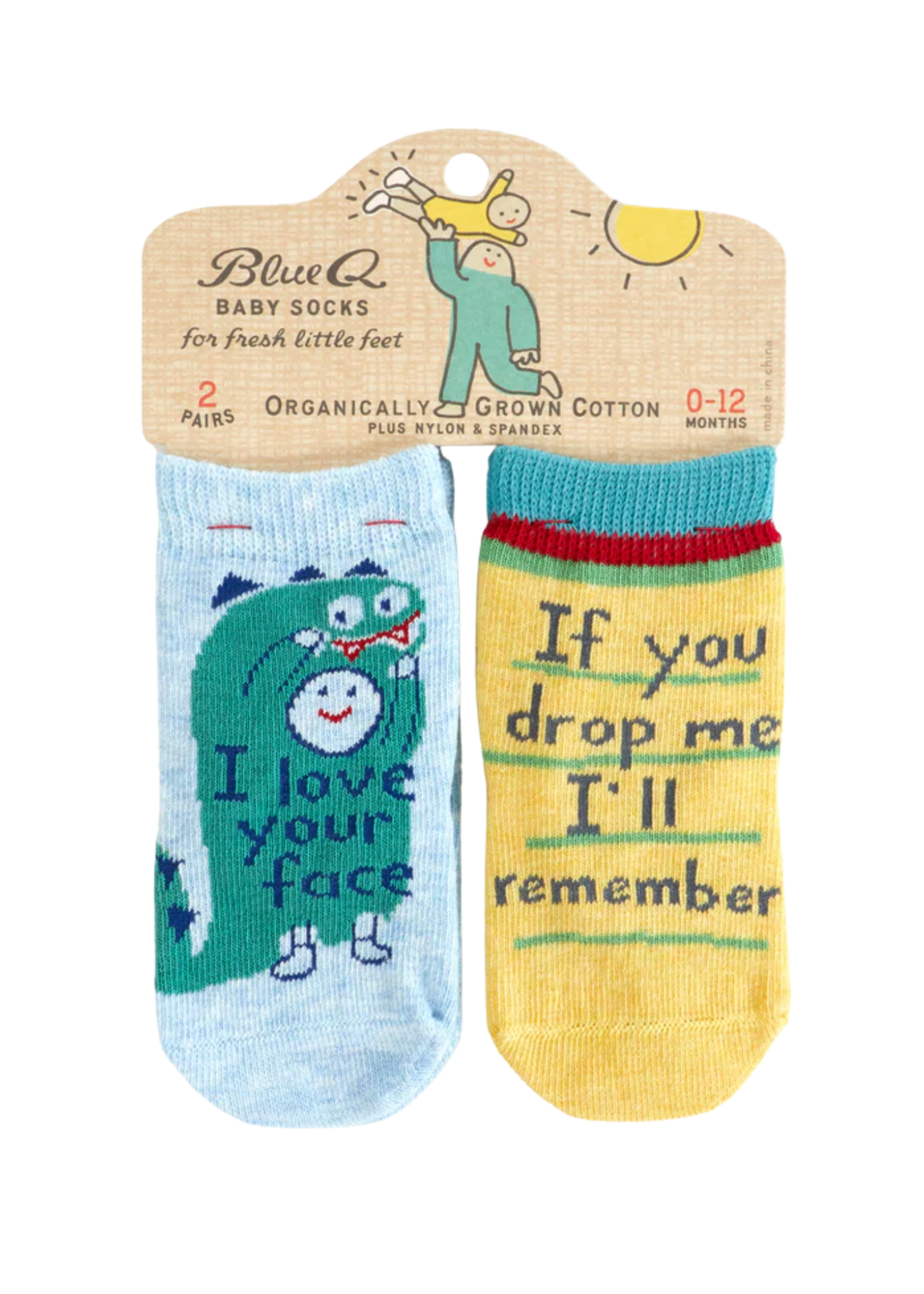Blue Q I Love Your Face / If You Drop Me I'll Remember Baby Socks