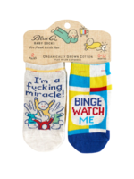 Blue Q I'm A Fucking Miracle/Binge Watch Me Baby Socks