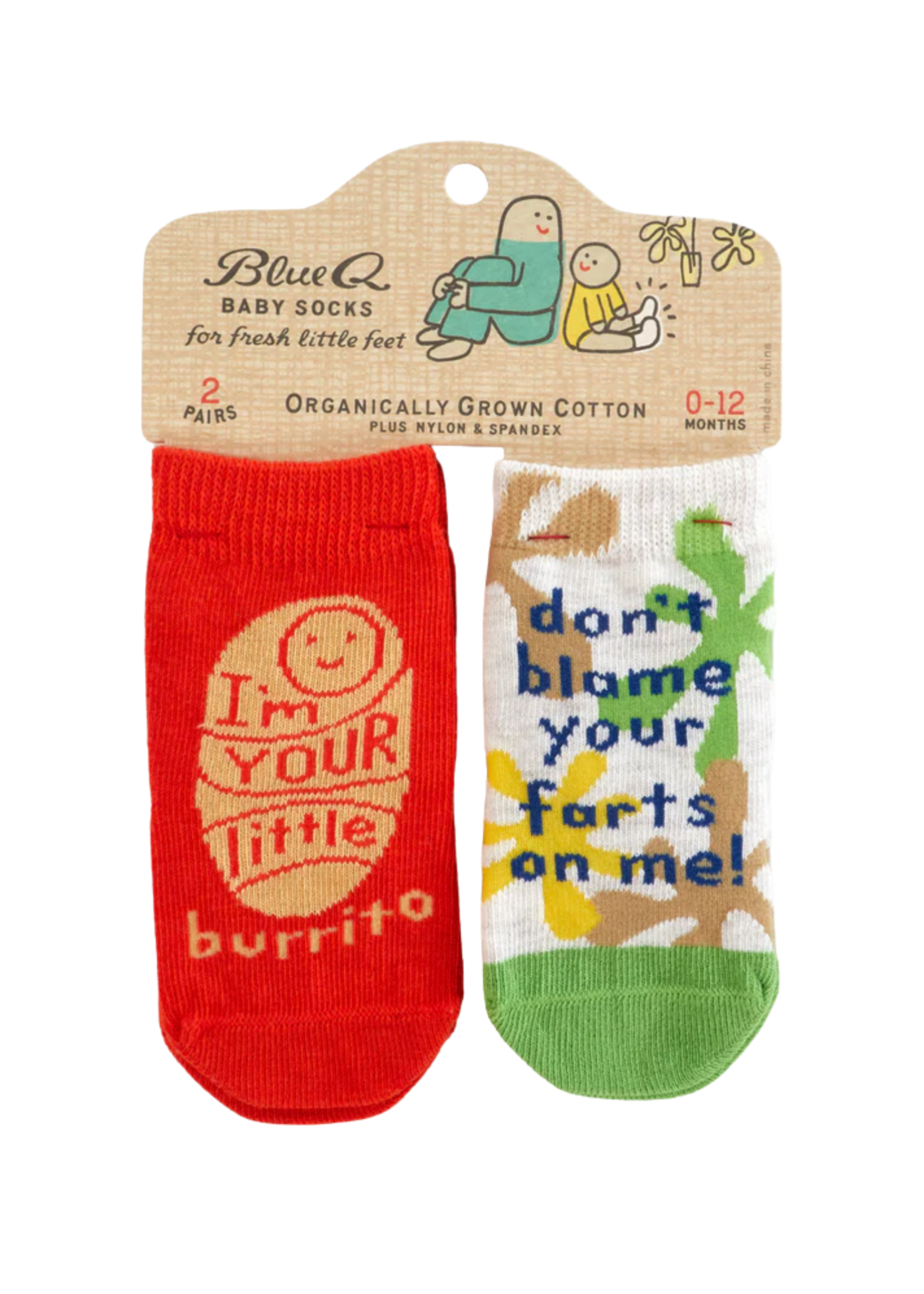 Blue Q I'm Your Little Burrito/Don't Blame Your Farts On Me Baby Socks