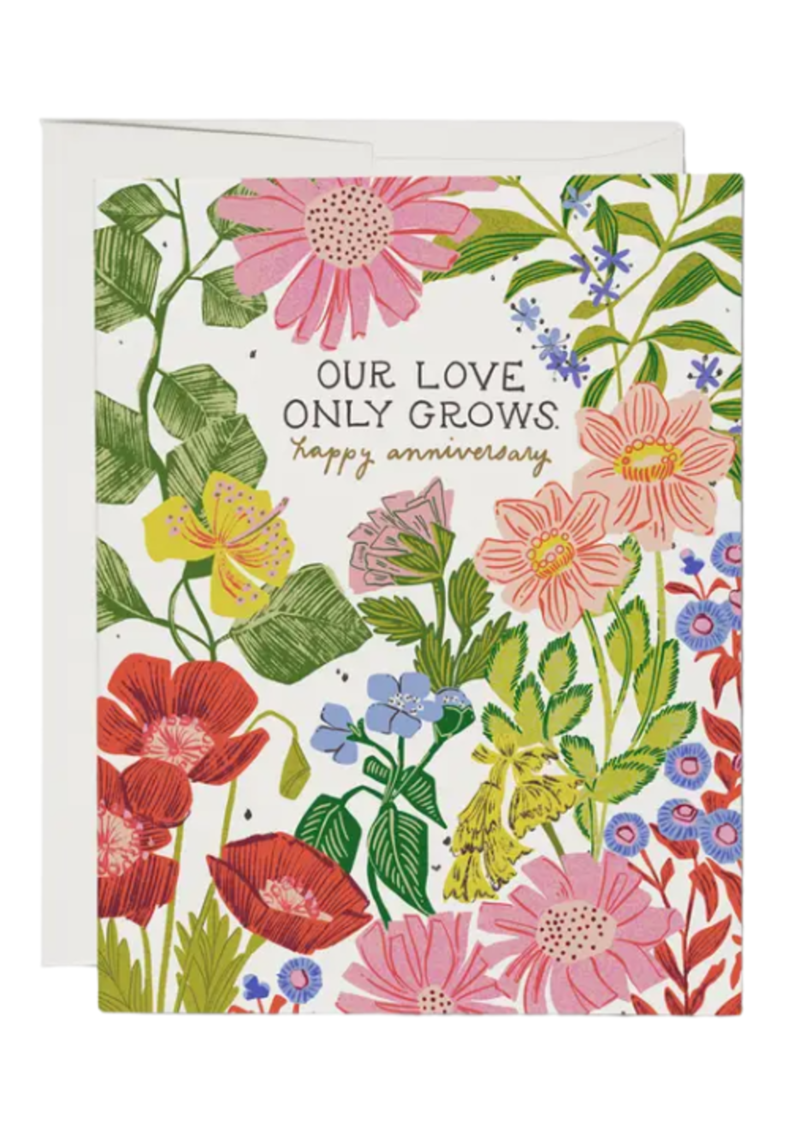 Red Cap Cards Anniversary Card - Love Only Grows