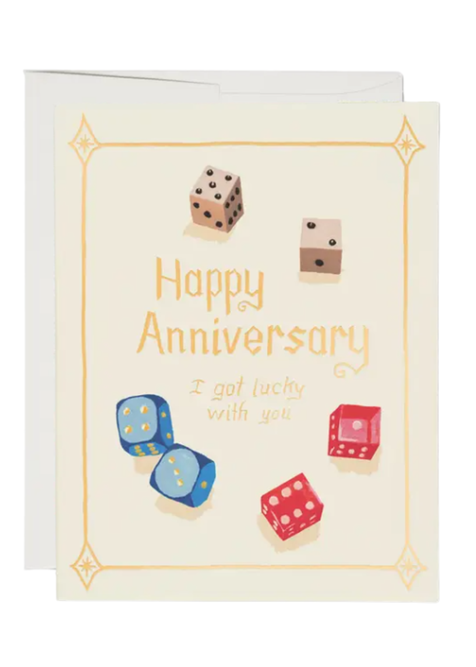 Red Cap Cards Anniversary Card - Lucky Dice