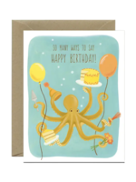 Yeppie Paper Birthday Card - Octopus, Balloons & Cake