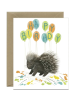 Yeppie Paper Birthday Card - Porcupine Balloons