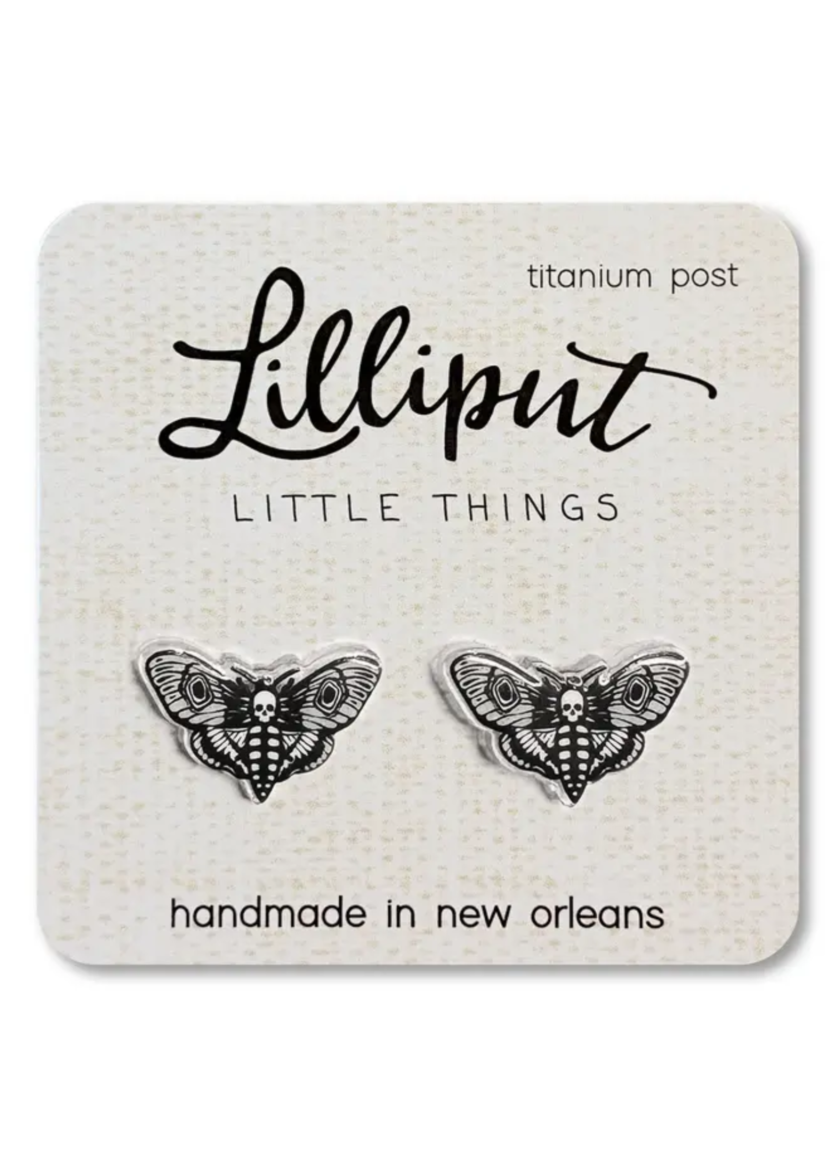 Lilliput Little Things Deadhead Moth Earrings