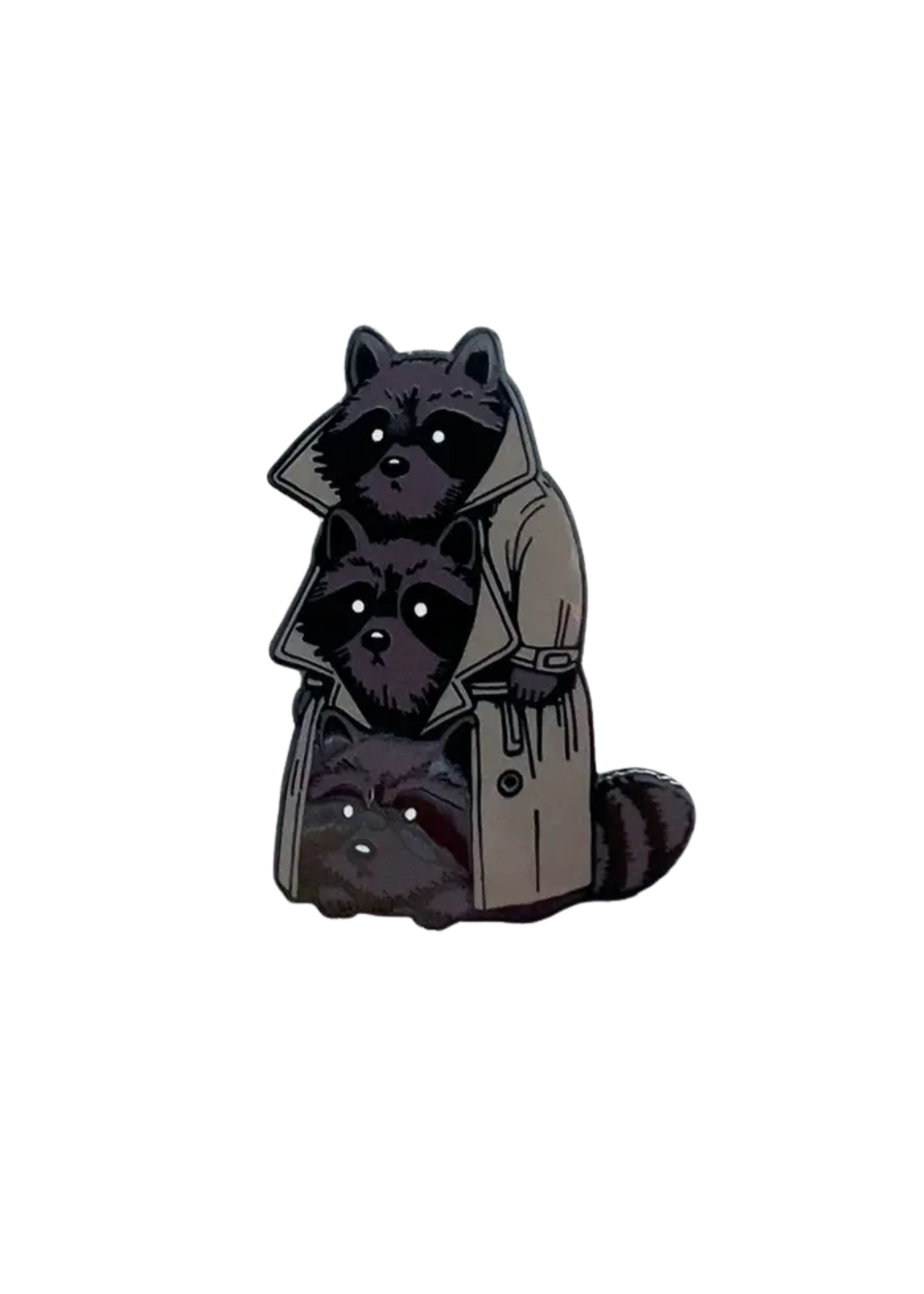 Strike Gently Co 3 Raccoons In A Trench Coat Enamel Pin