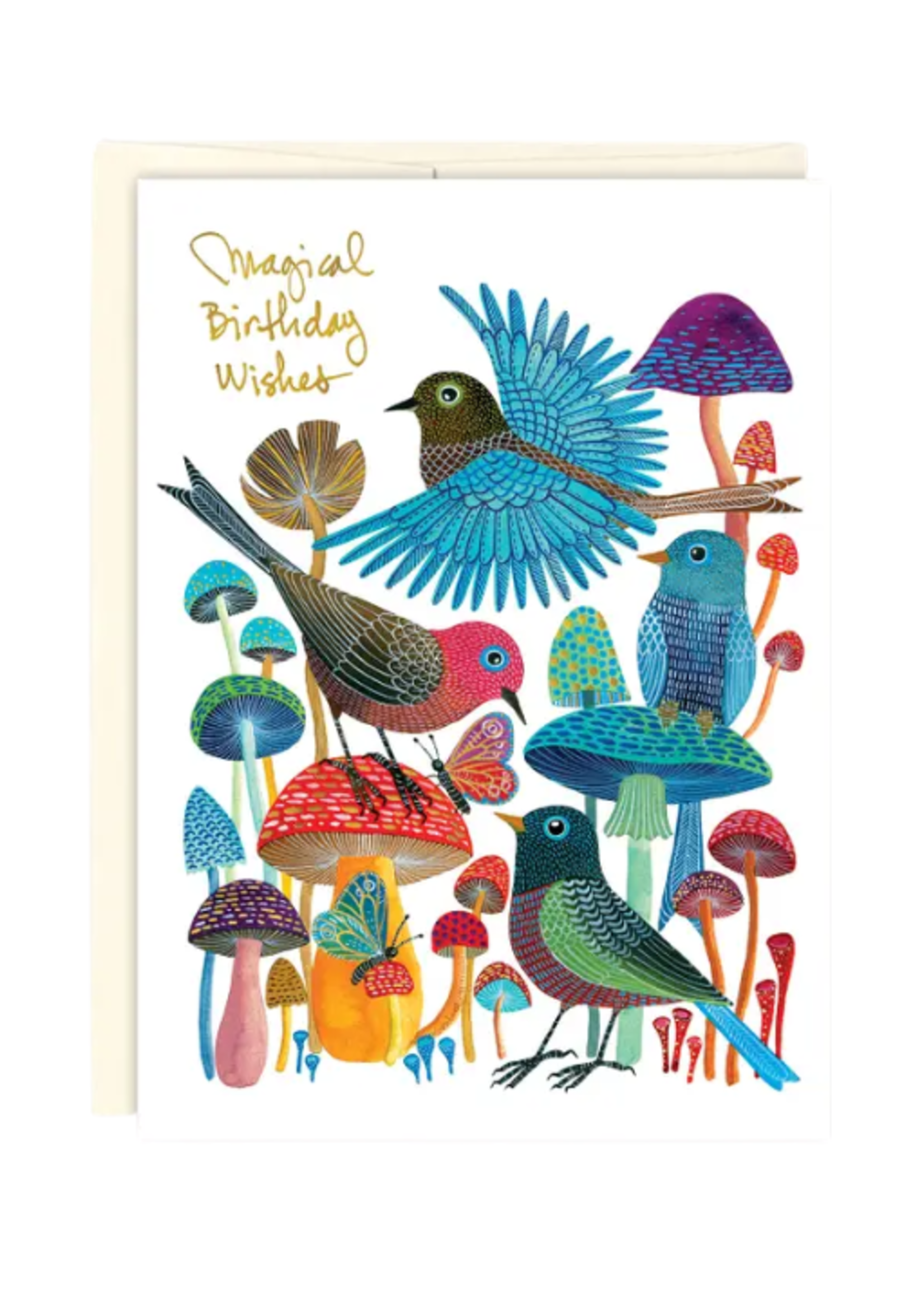 Biely + Shoaf Birthday Card - Birds & Mushrooms