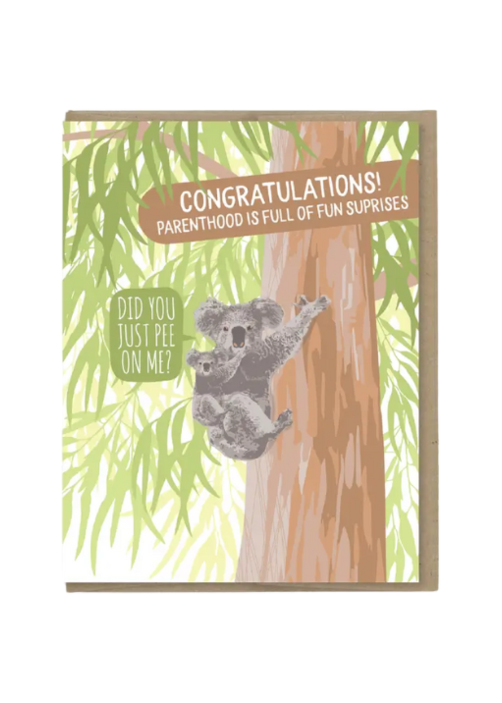 Modern Printed Matter New Baby Card - Koala Pee
