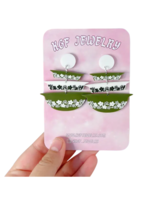 KGF Jewelry Spring Blossom Pyrex Bowl Circle Stud Earrings