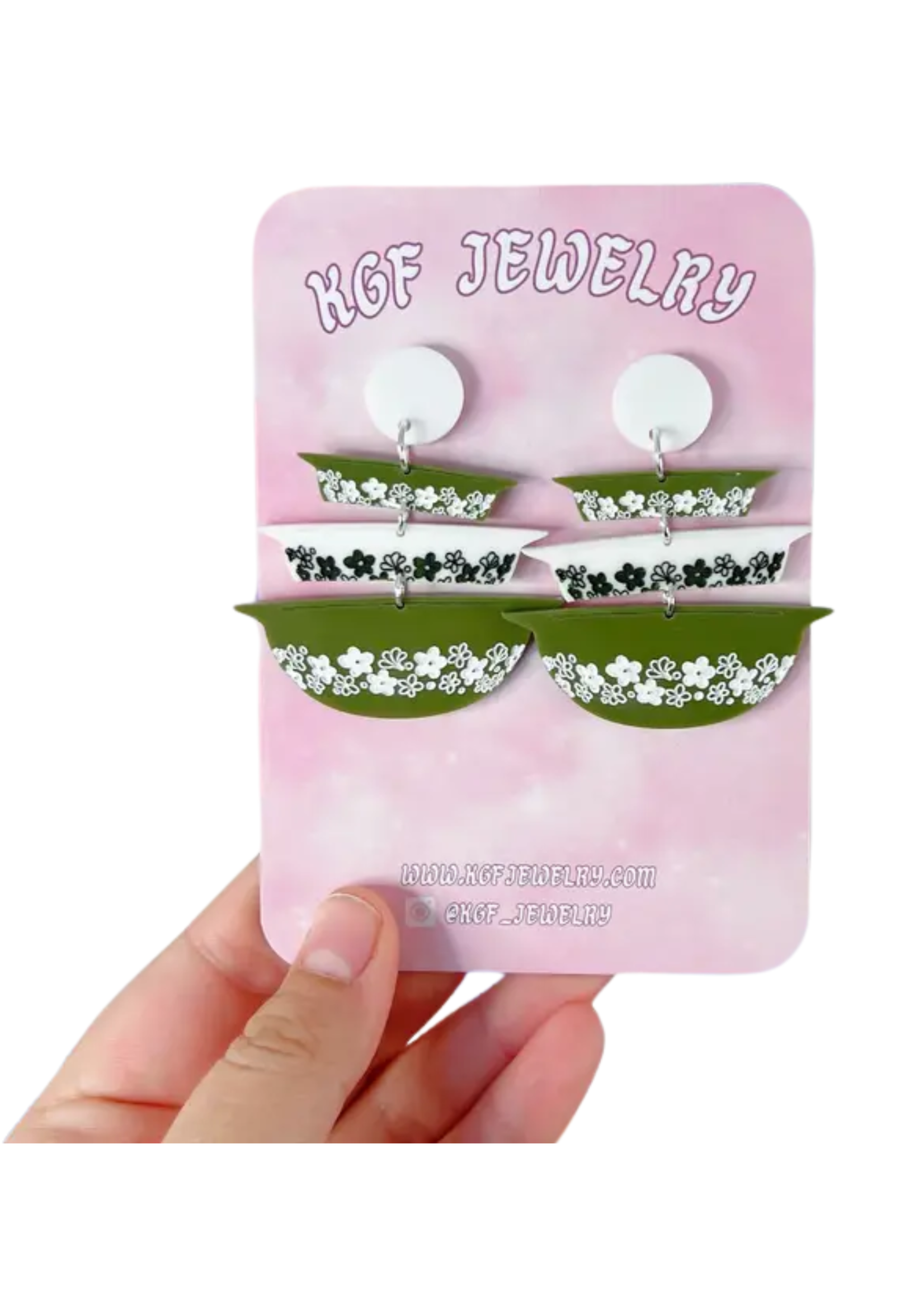KGF Jewelry Spring Blossom Pyrex Bowl Circle Stud Earrings