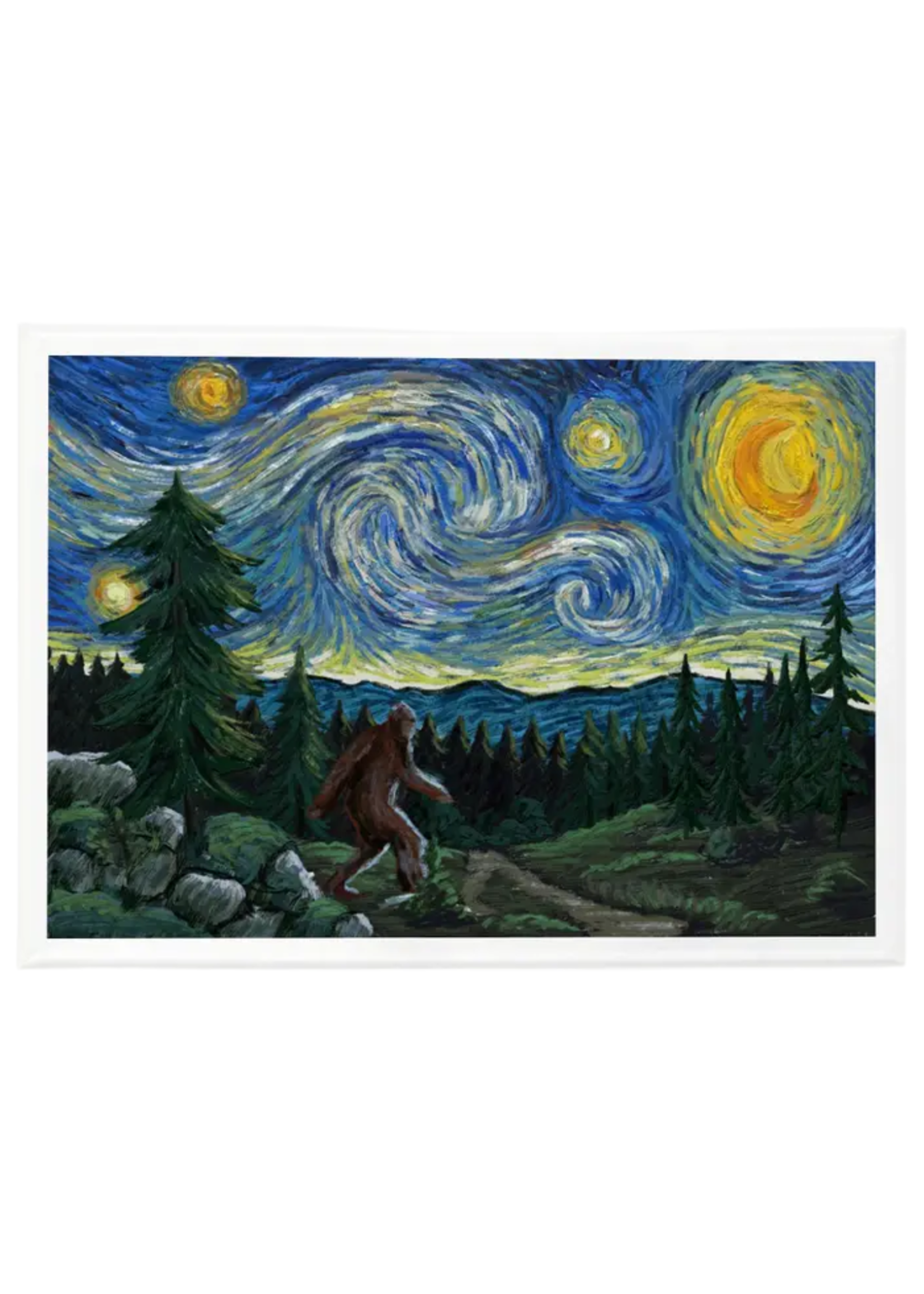 Lantern Press Bigfoot Starry Night Magnet