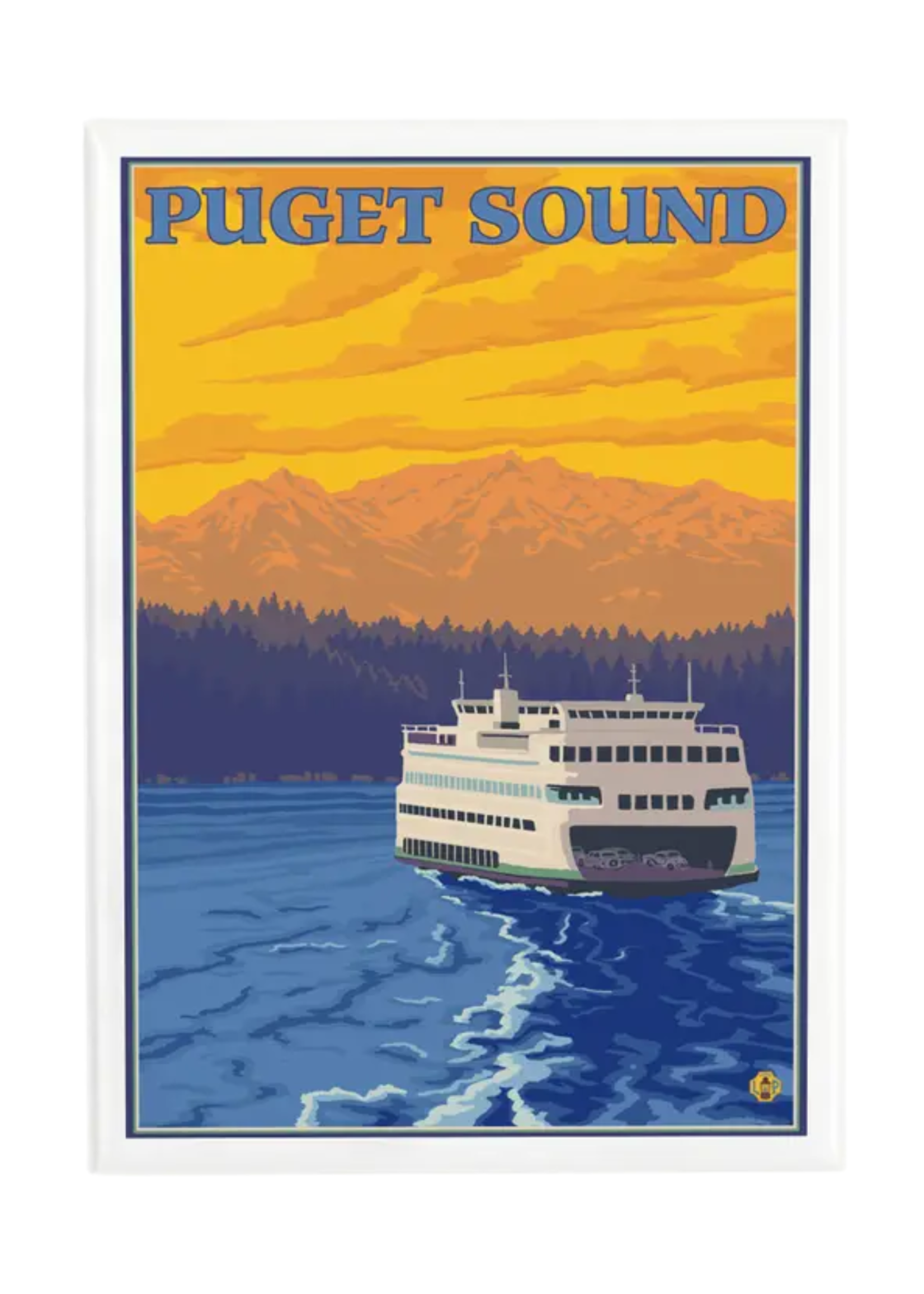 Lantern Press Puget Sound, Ferry & Mountains Magnet