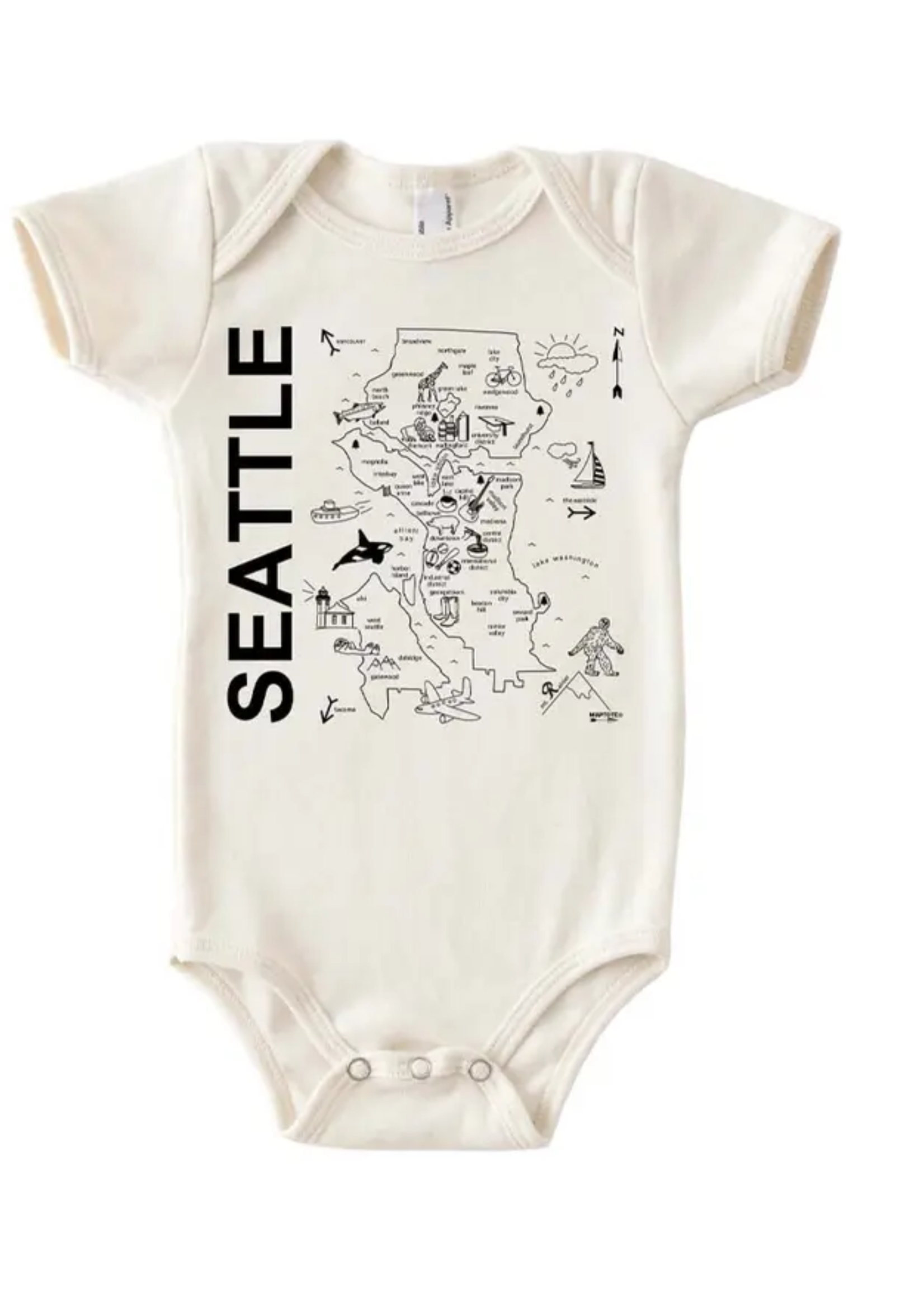 Maptote Seattle Map Onesie