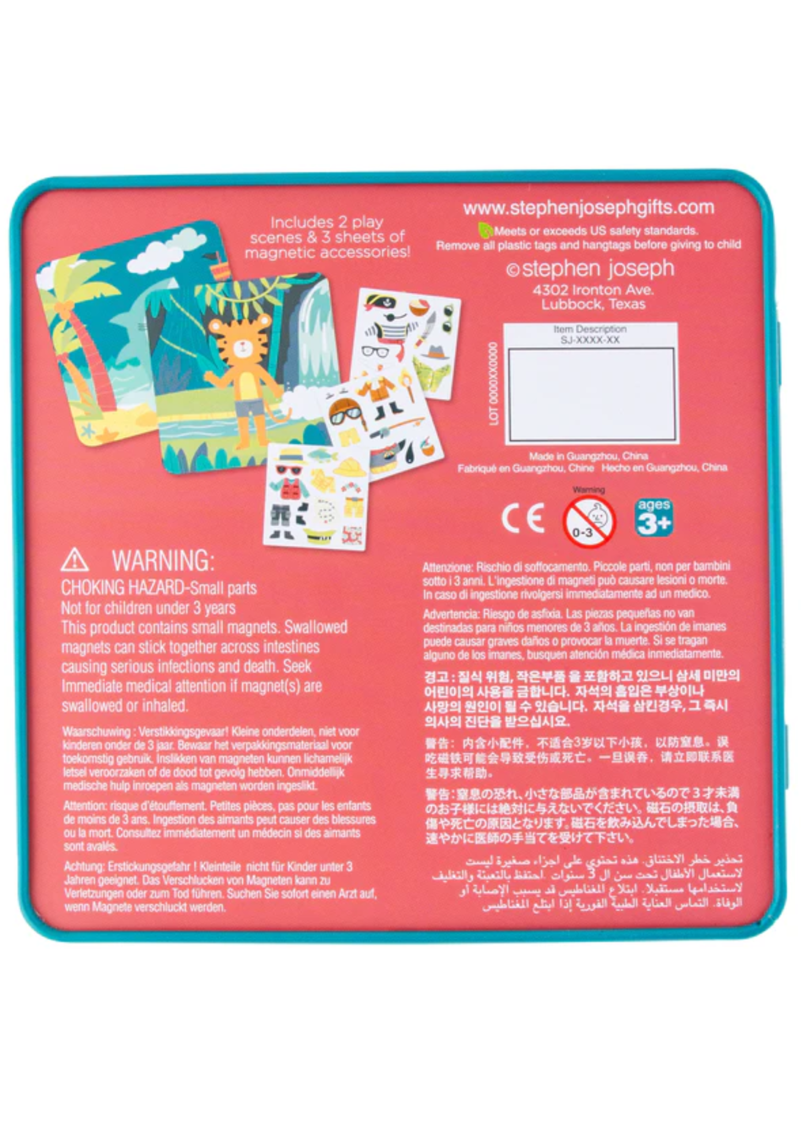Stephen Joseph Magnetic Dress Up Travel Tin - Shark and Tiger