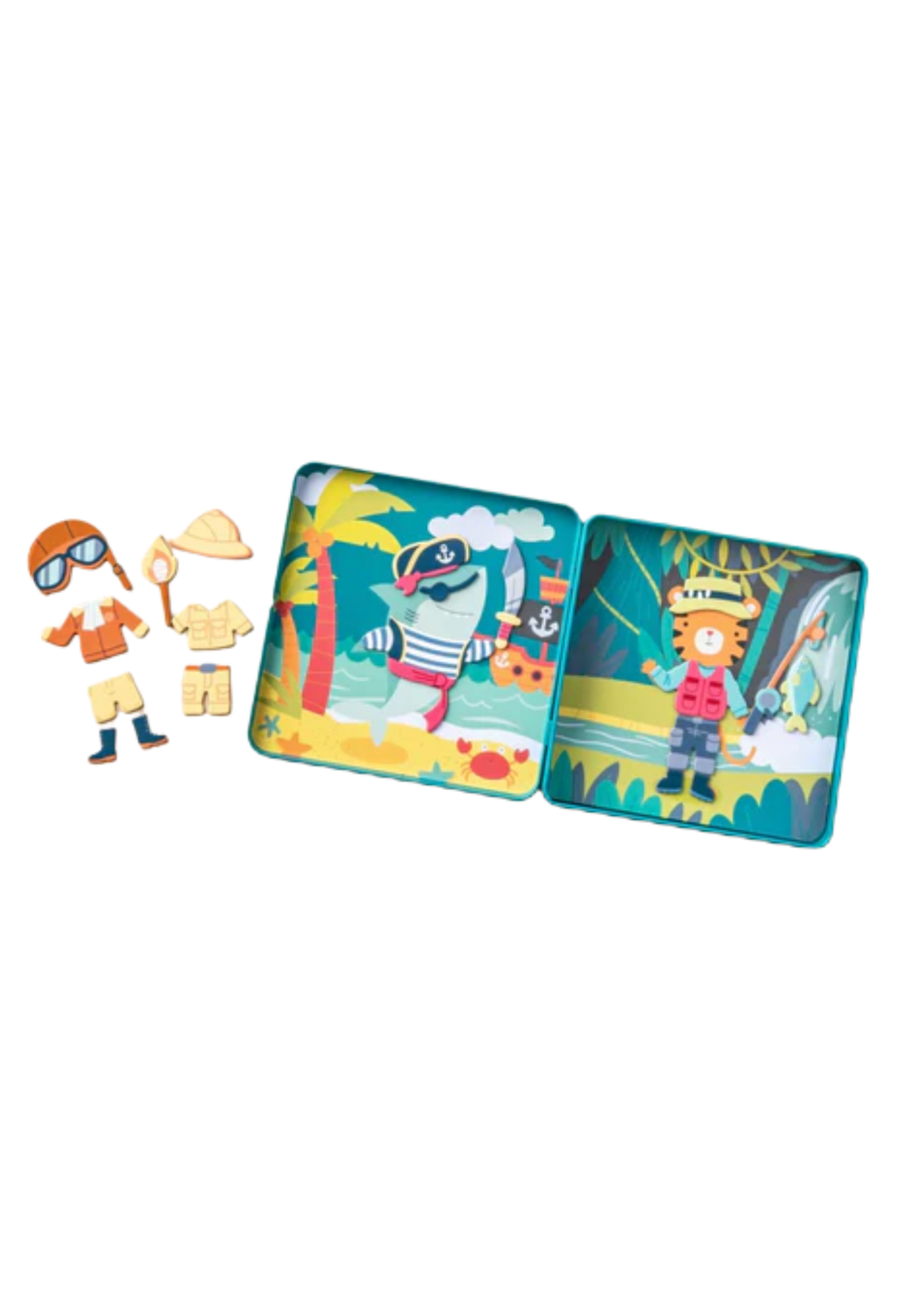Stephen Joseph Magnetic Dress Up Travel Tin - Shark and Tiger