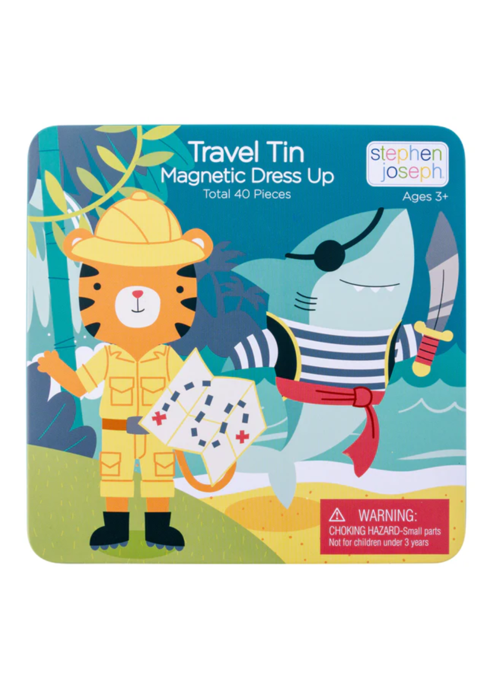 Stephen Joseph Magnetic Dress Up Travel Tin - Shark and Tiger