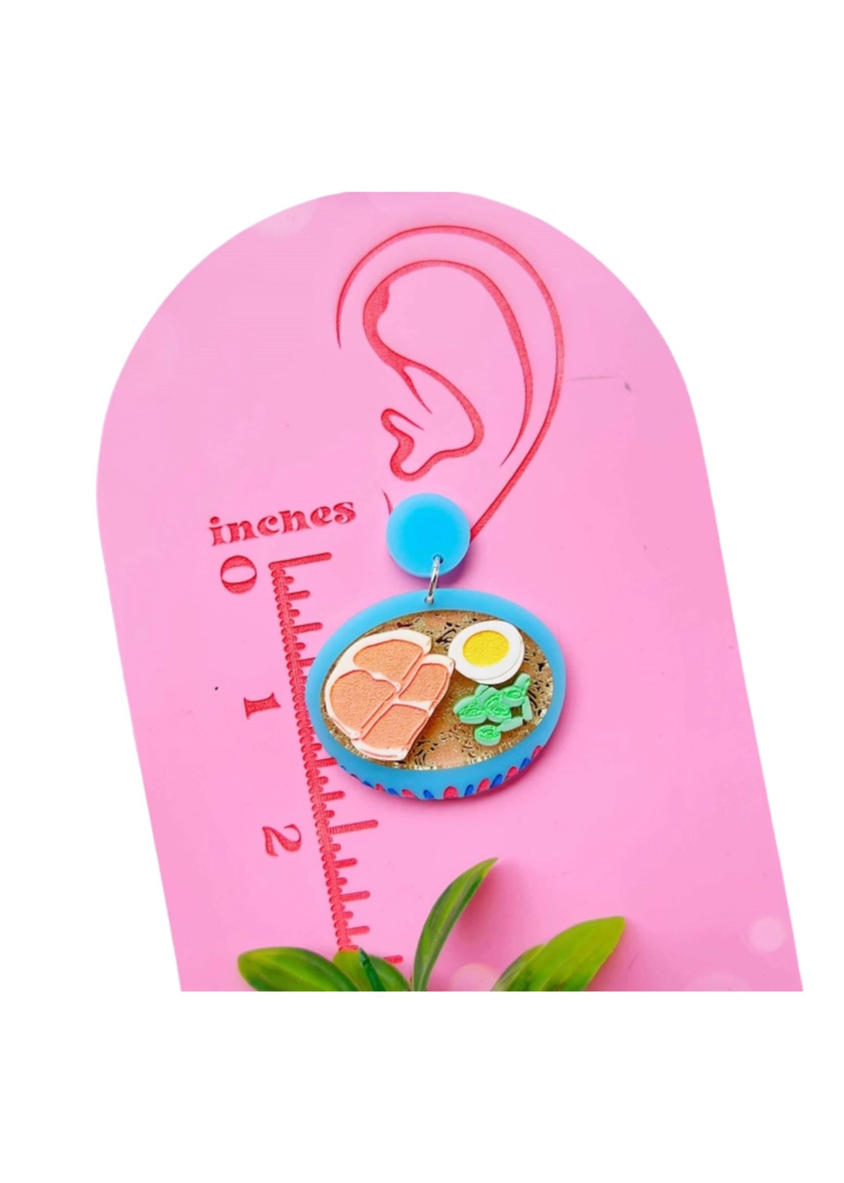 KGF Jewelry Circle Studs Ramen Bowl Acrylic Earrings