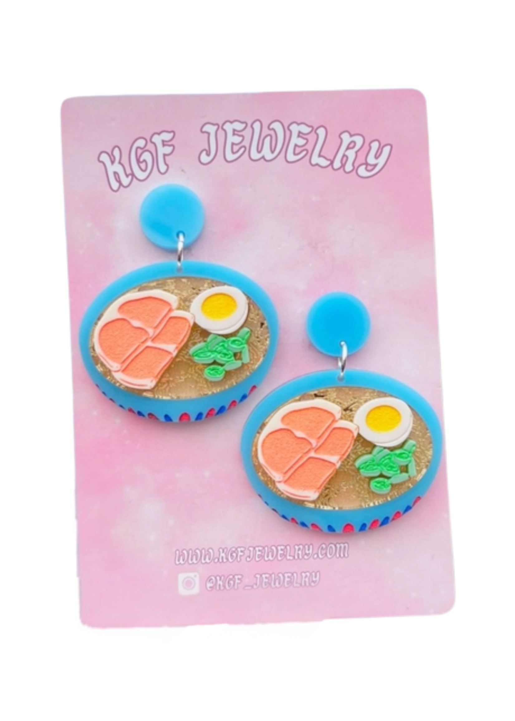 KGF Jewelry Circle Studs Ramen Bowl Acrylic Earrings