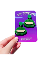 KGF Jewelry Circle Studs Turtle Sandbox Acrylic Earrings