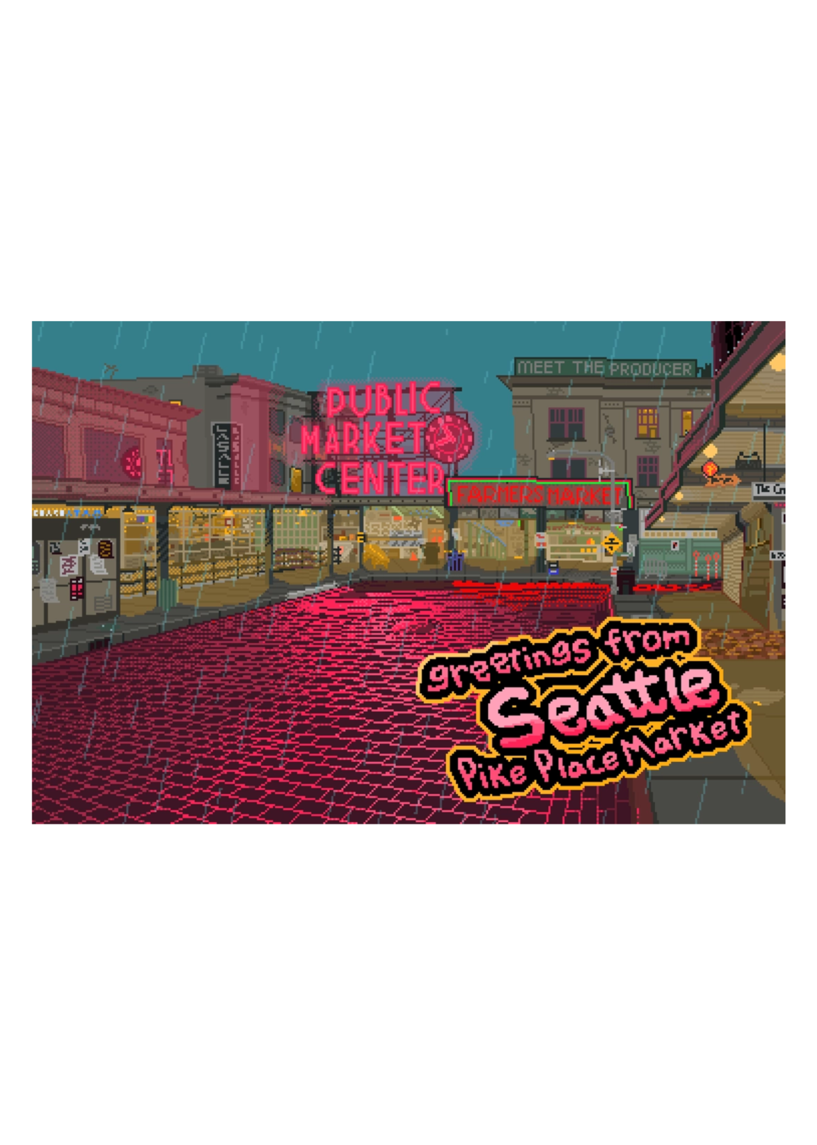 my_art_bytes Rainy Pike Place Post Card