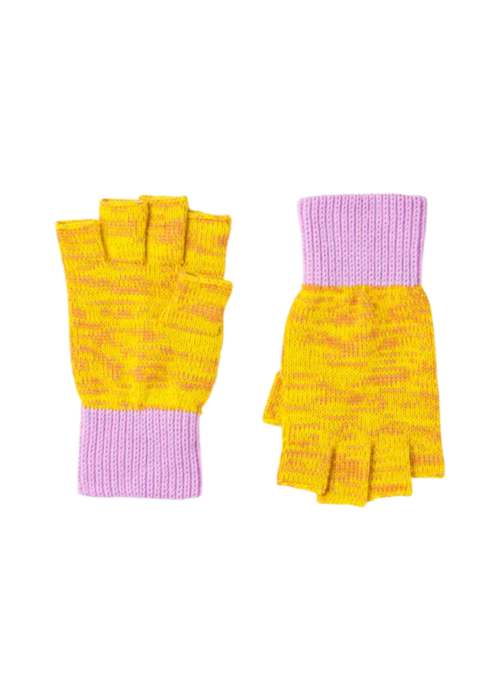 Verloop Yellow And Pink Color Block Fingerless Gloves