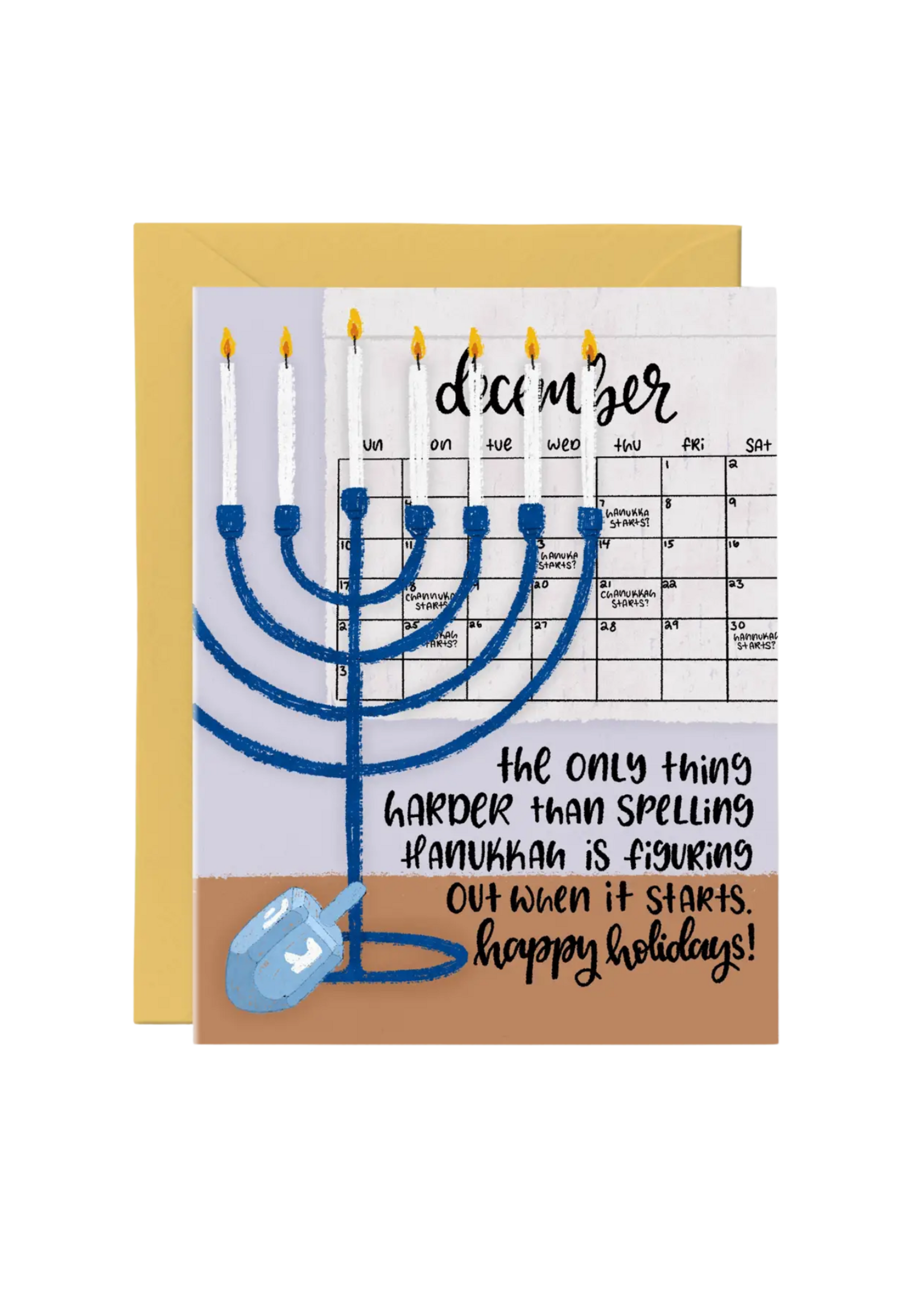 Paper Bunny Press Hanukkah Card - Harder Than Spelling Hanukkah