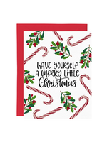 Paper Bunny Press Holiday Card - Candy Cane and Mistletoe