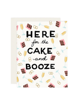 Slightly Stationery Wedding Card - Here For The Cake And Booze