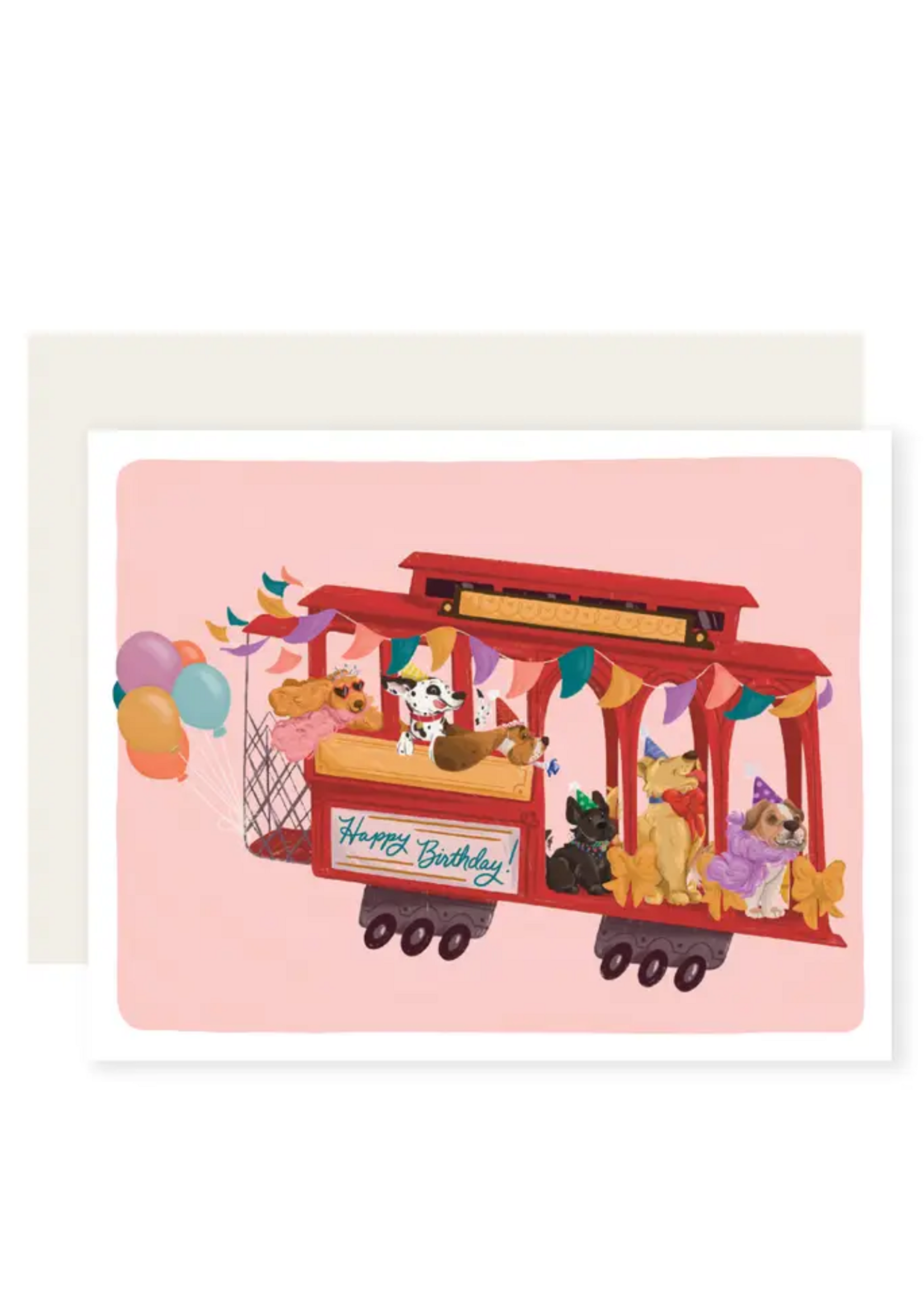 Slightly Stationery Birthday Card - Cable Car Dogs