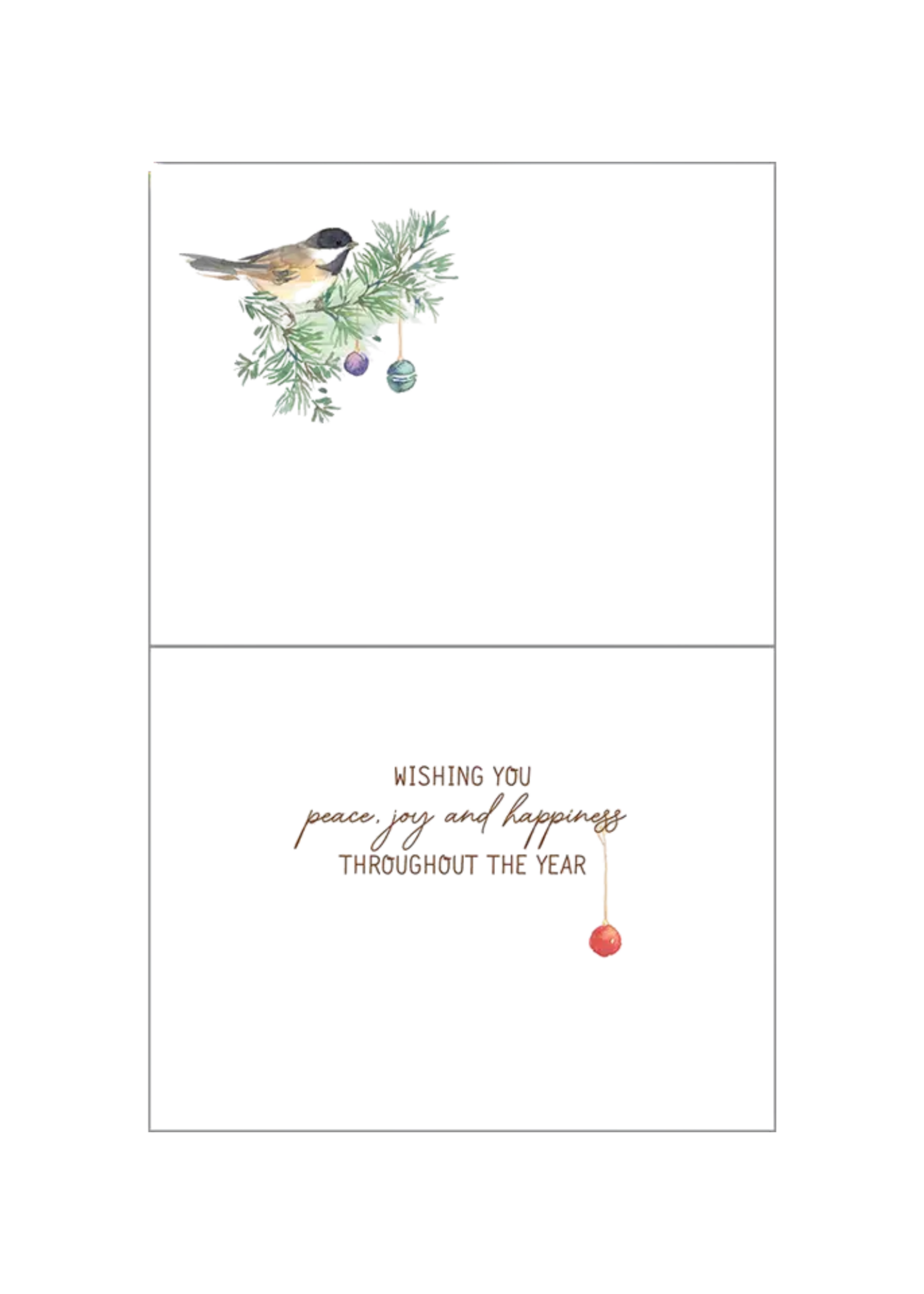 Gina B Designs Holiday Card - Chickadees & Ornament