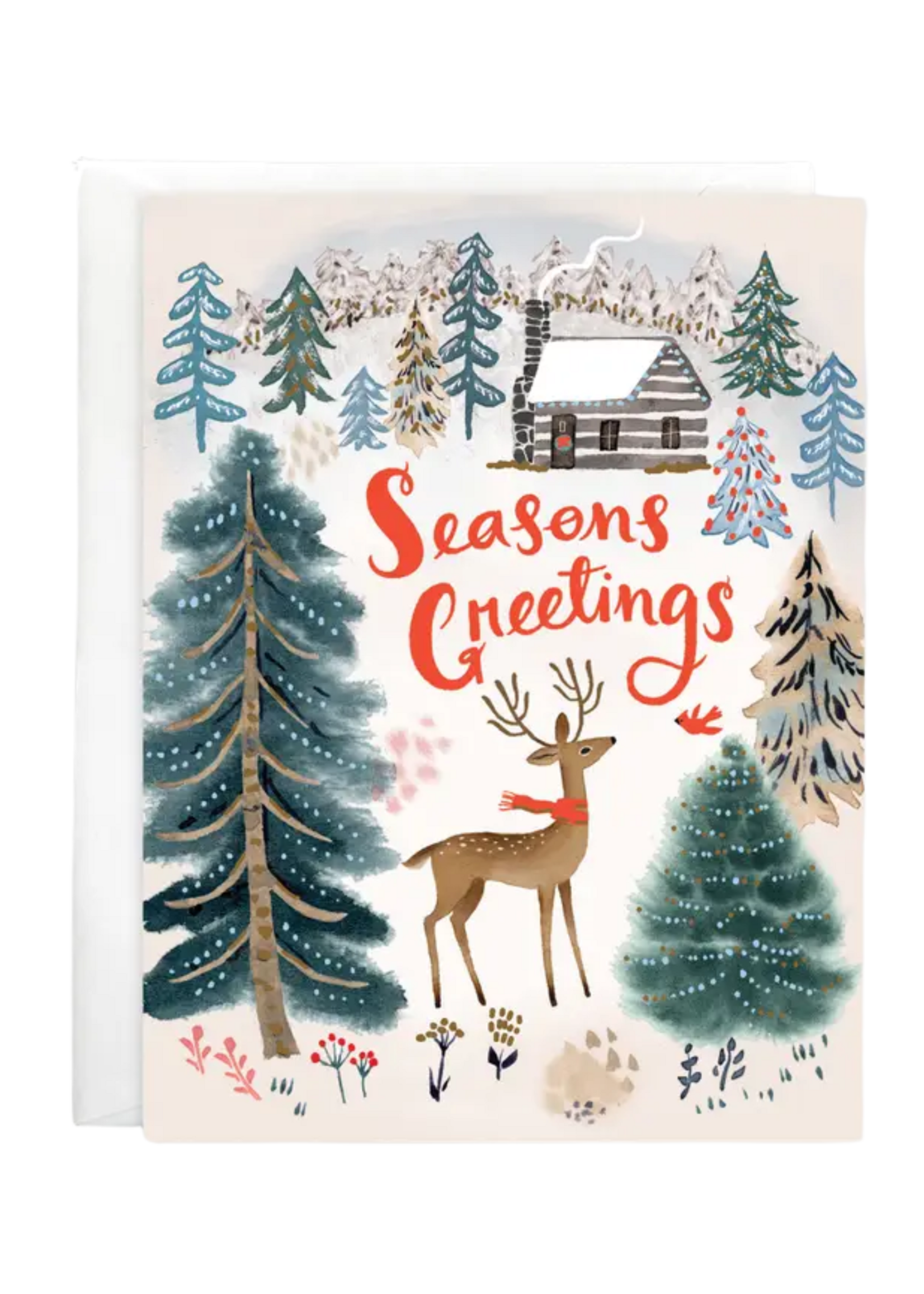 Gina B Designs Holiday Card - Little Cabin and Deer