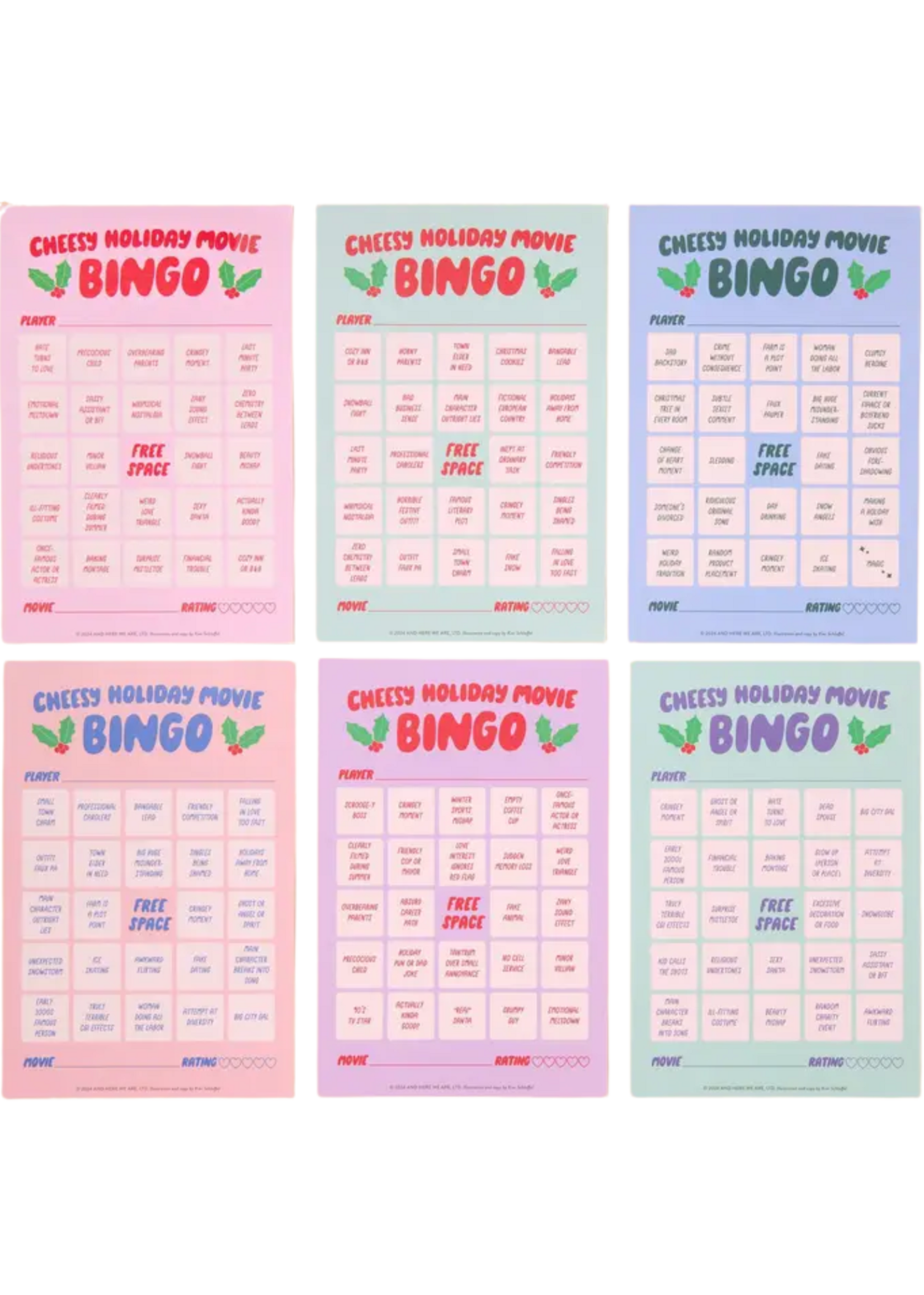 And Here We Are Cheesy Holiday Movie Bingo