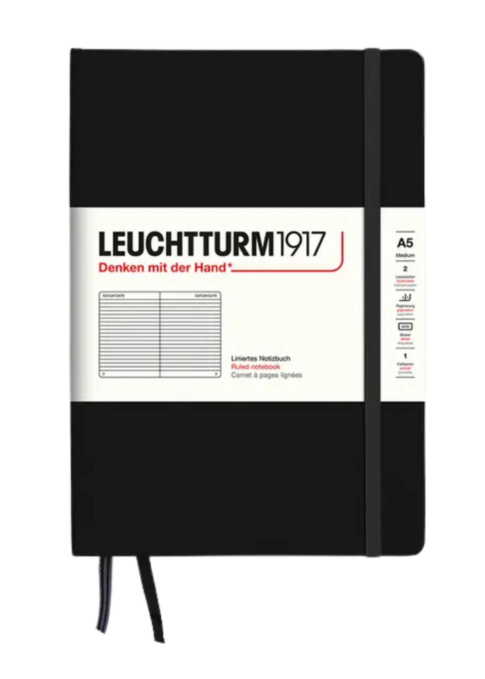 LEUCHTTURM1917 A5 Ruled Hard Cover Notebook
