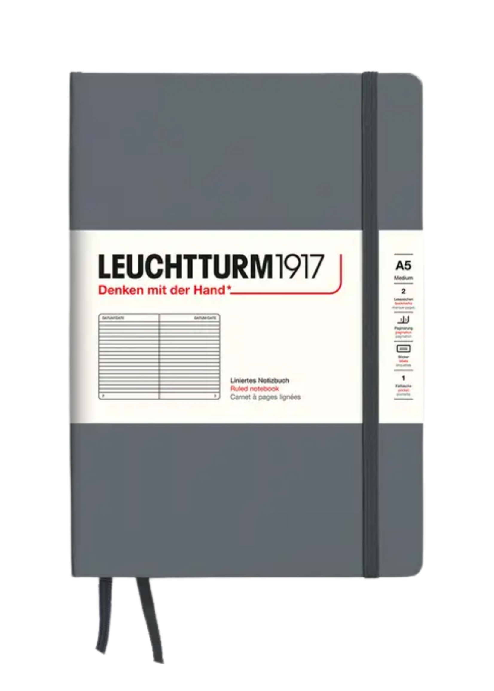 LEUCHTTURM1917 A5 Ruled Hard Cover Notebook