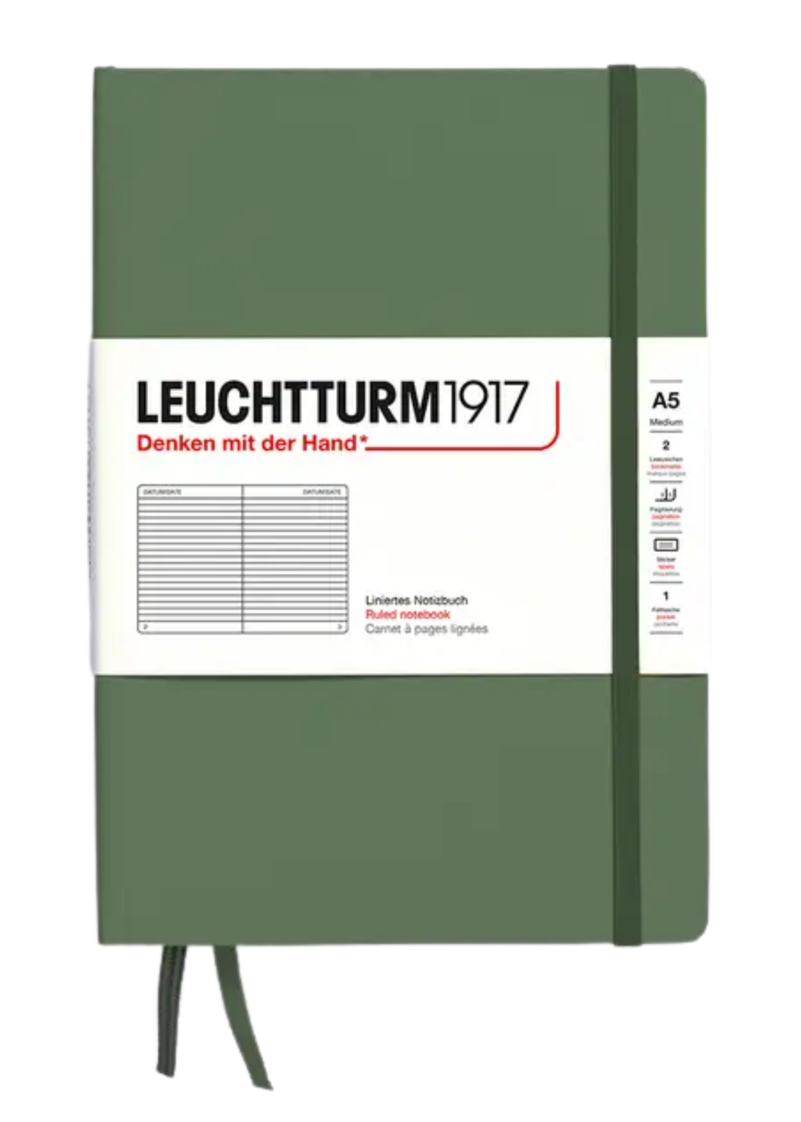 LEUCHTTURM1917 A5 Ruled Hard Cover Notebook