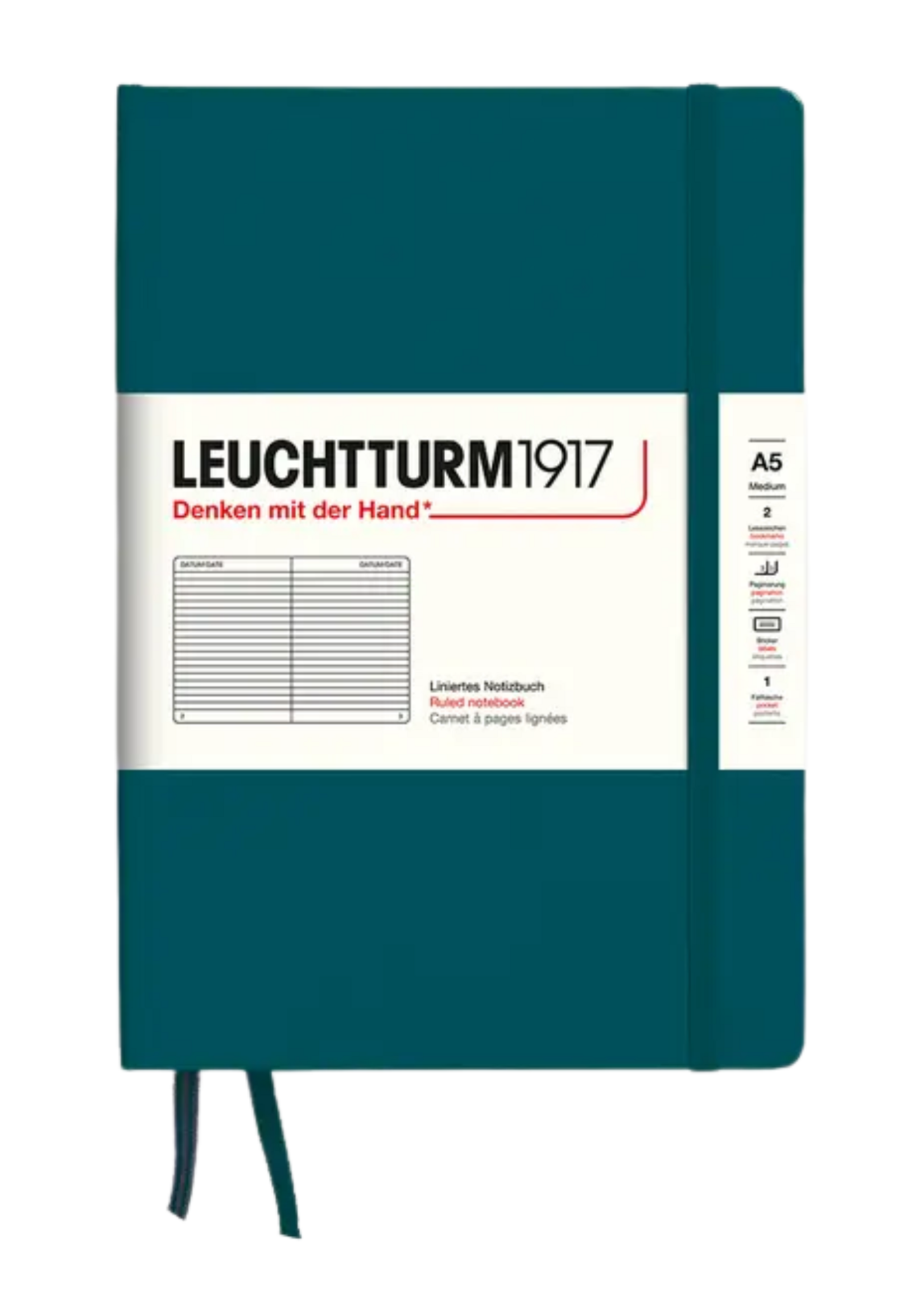 LEUCHTTURM1917 A5 Ruled Hard Cover Notebook