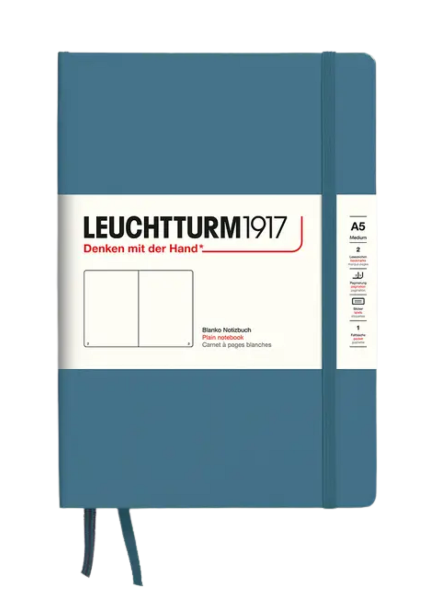 LEUCHTTURM1917 A5 Blank Hardcover Notebook - Stone Blue