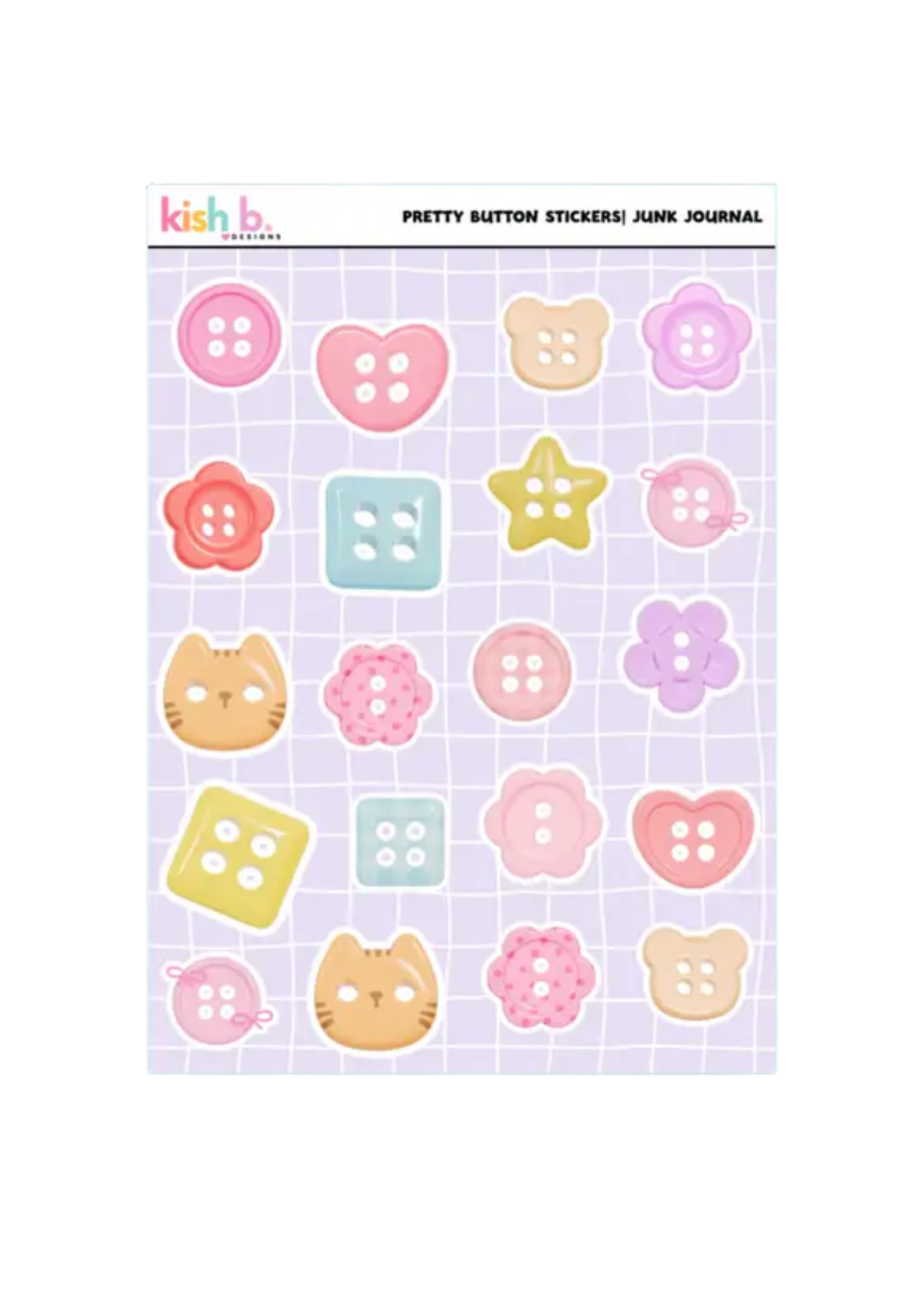 Kish B. Designs Pretty Buttons Sticker Sheet