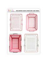 Kish B. Designs Pink Shopping Baskets Sticker Sheet