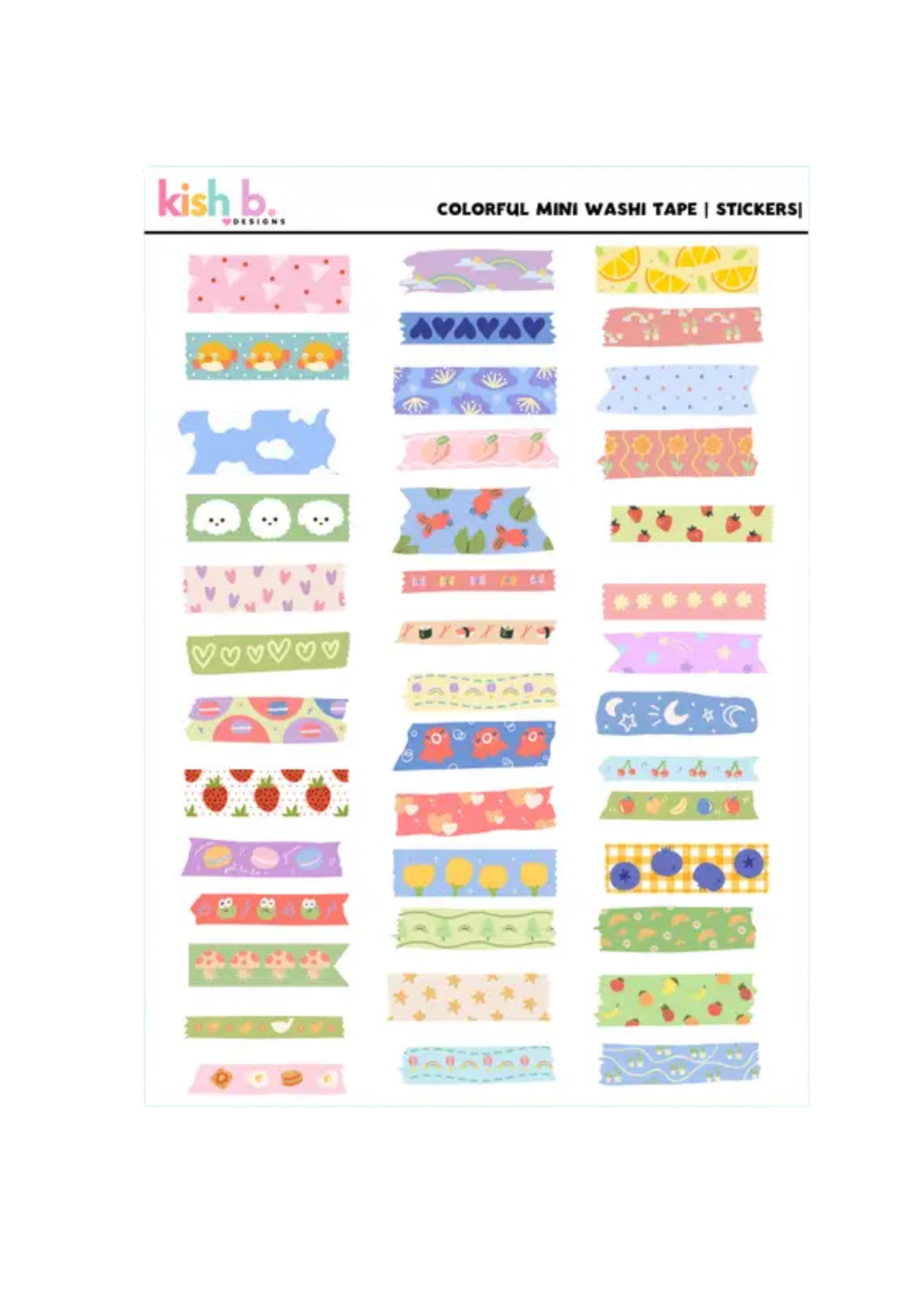 Kish B. Designs Mini Washi Tape Sticker Sheet
