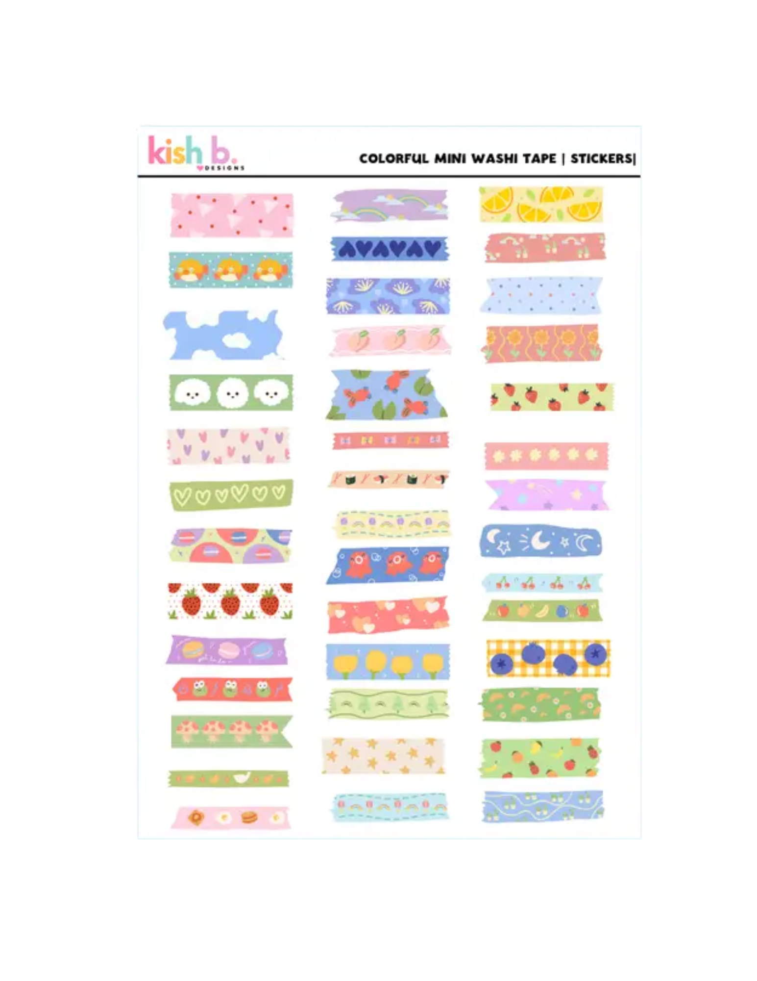 Mini Washi Tape Sticker Sheet - Portage Bay Goods
