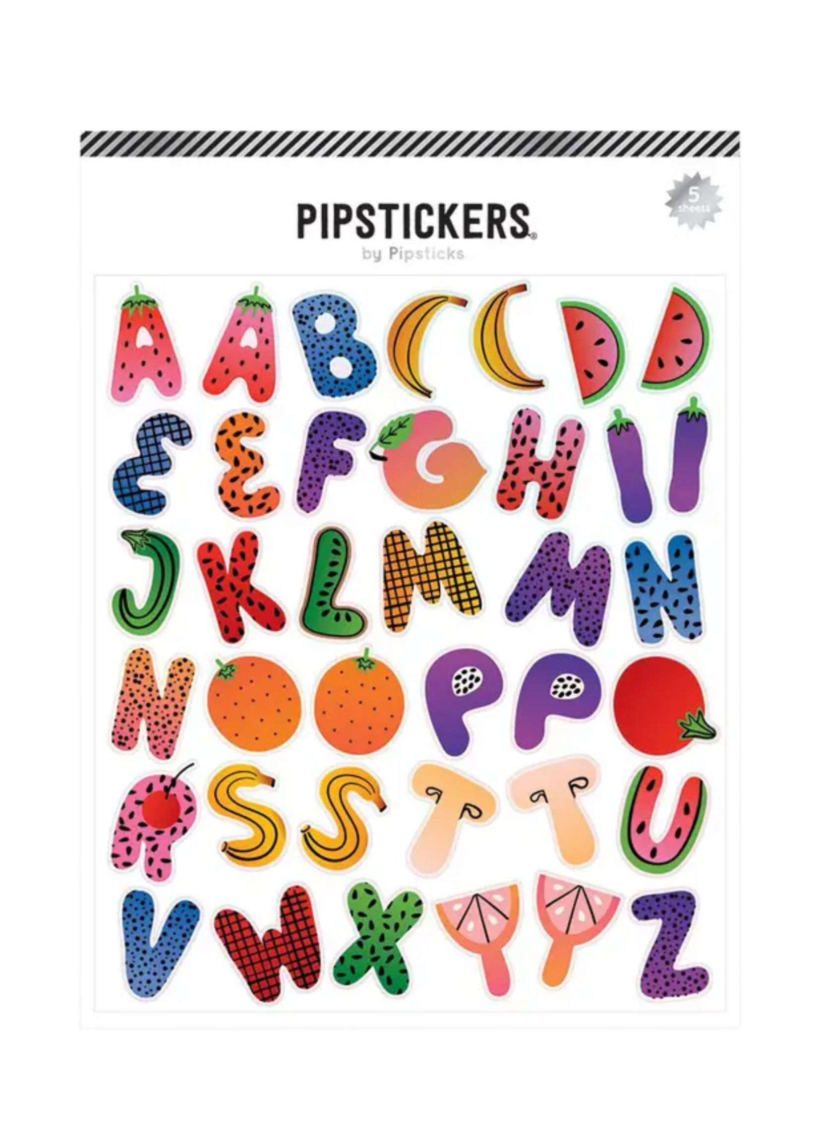 Pipsticks Fruit Alphabet Sticker Sheet Pack