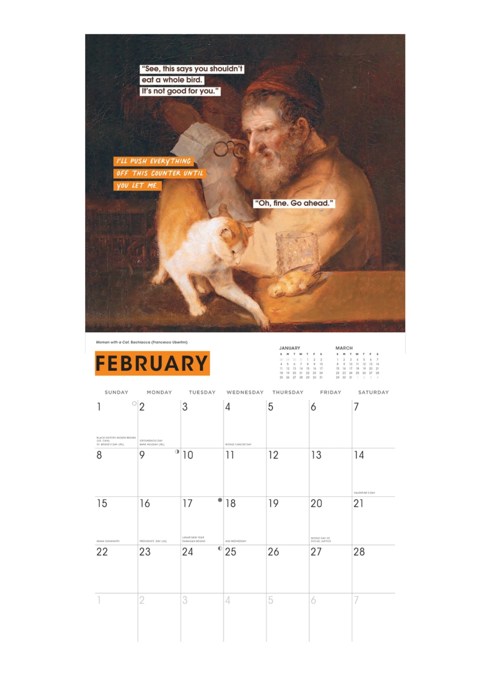 Chronicle Books Cat People To Judge in Art and Life 2026 Wall Calendar