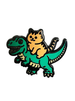 Strike Gently Co T-Rex And Cat Enamel Pin