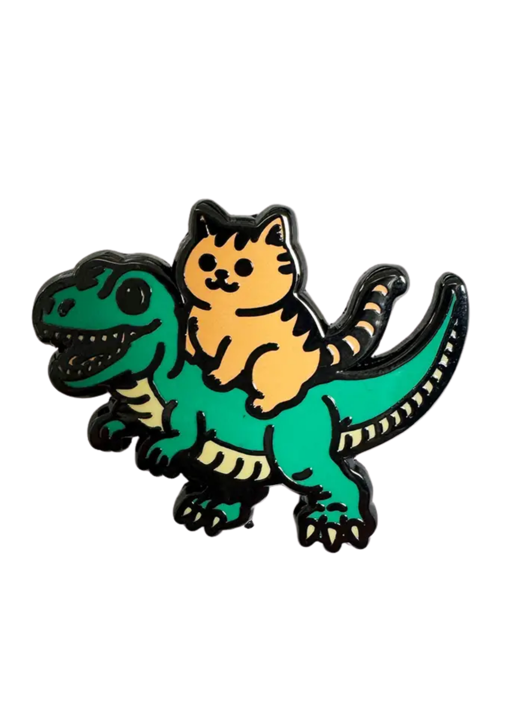 Strike Gently Co T-Rex And Cat Enamel Pin