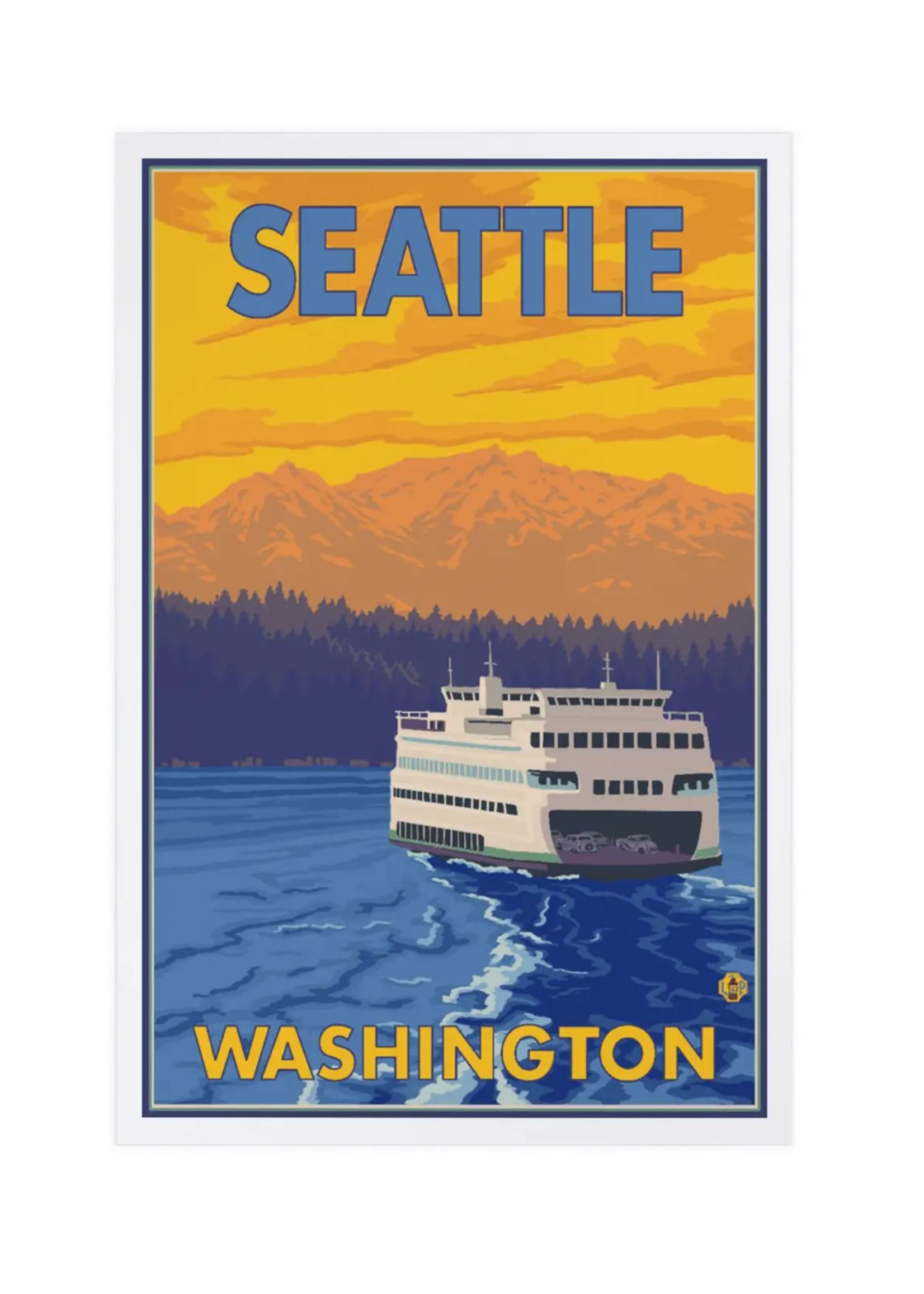 Lantern Press Ferry & Mountains Postcard