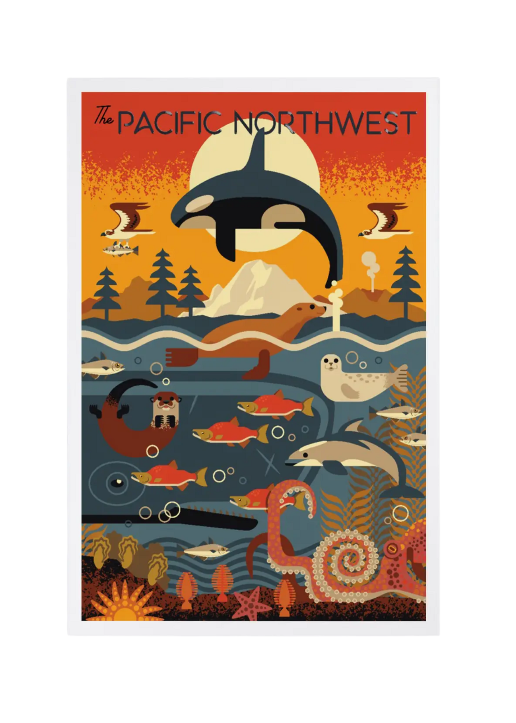 Lantern Press Geometric Marine Animals Postcard