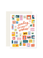 Slightly Stationery Birthday Card - Sending Wishes Stamps